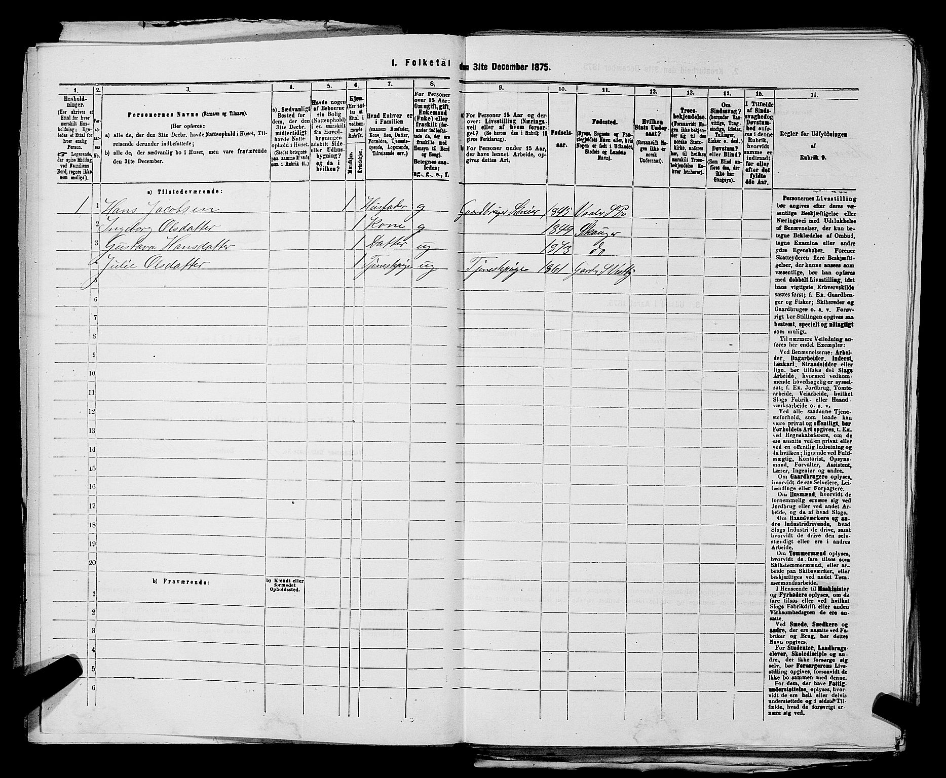 RA, 1875 census for 0137P Våler, 1875, p. 419