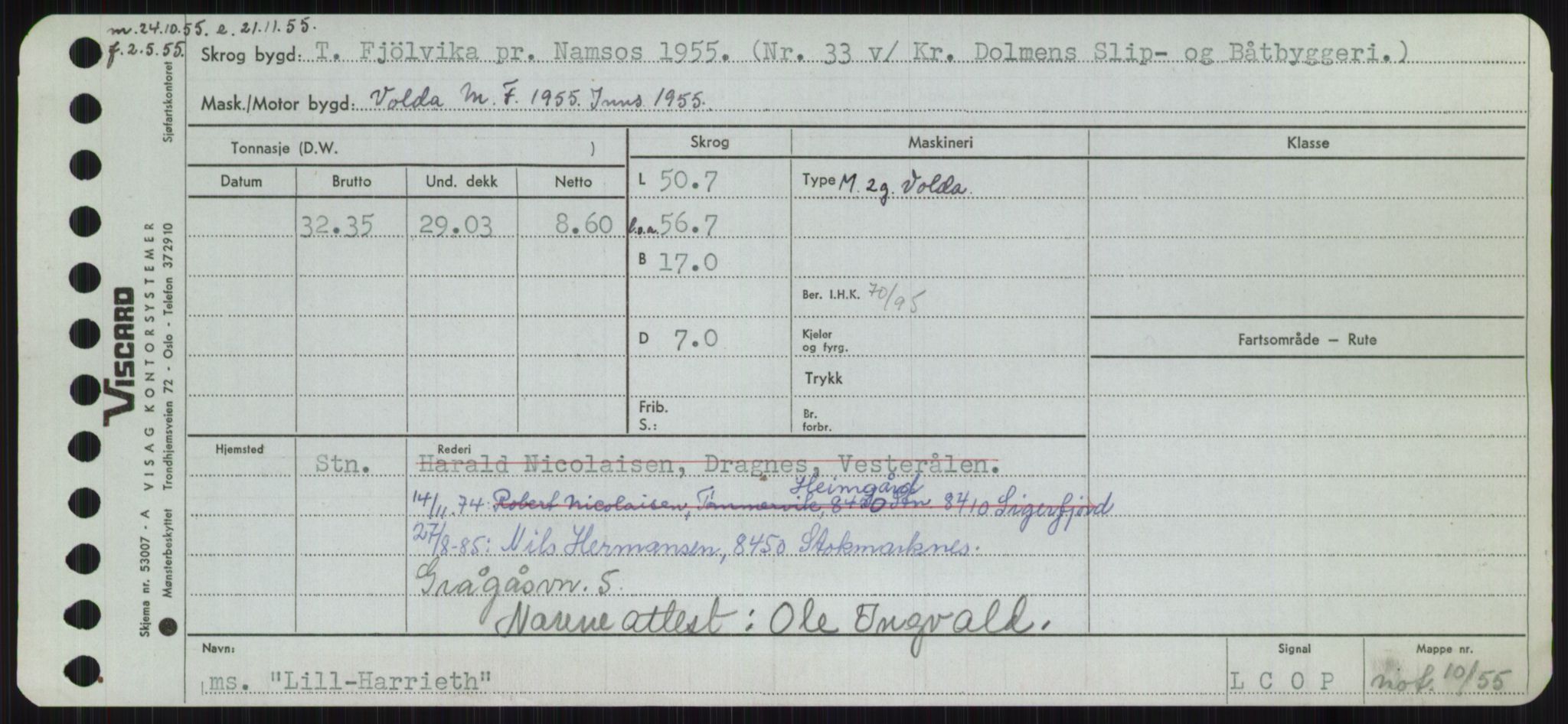 Sjøfartsdirektoratet med forløpere, Skipsmålingen, AV/RA-S-1627/H/Ha/L0003/0002: Fartøy, Hilm-Mar / Fartøy, Kom-Mar, p. 463