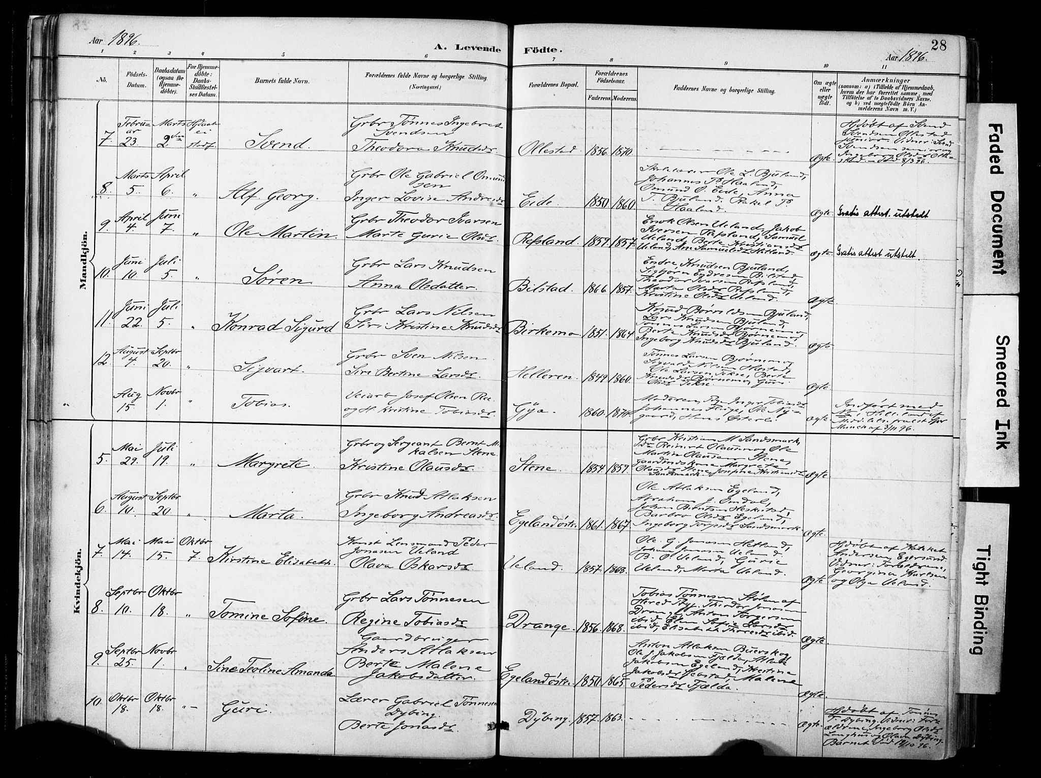 Lund sokneprestkontor, SAST/A-101809/S06/L0012: Parish register (official) no. A 11, 1887-1921, p. 28