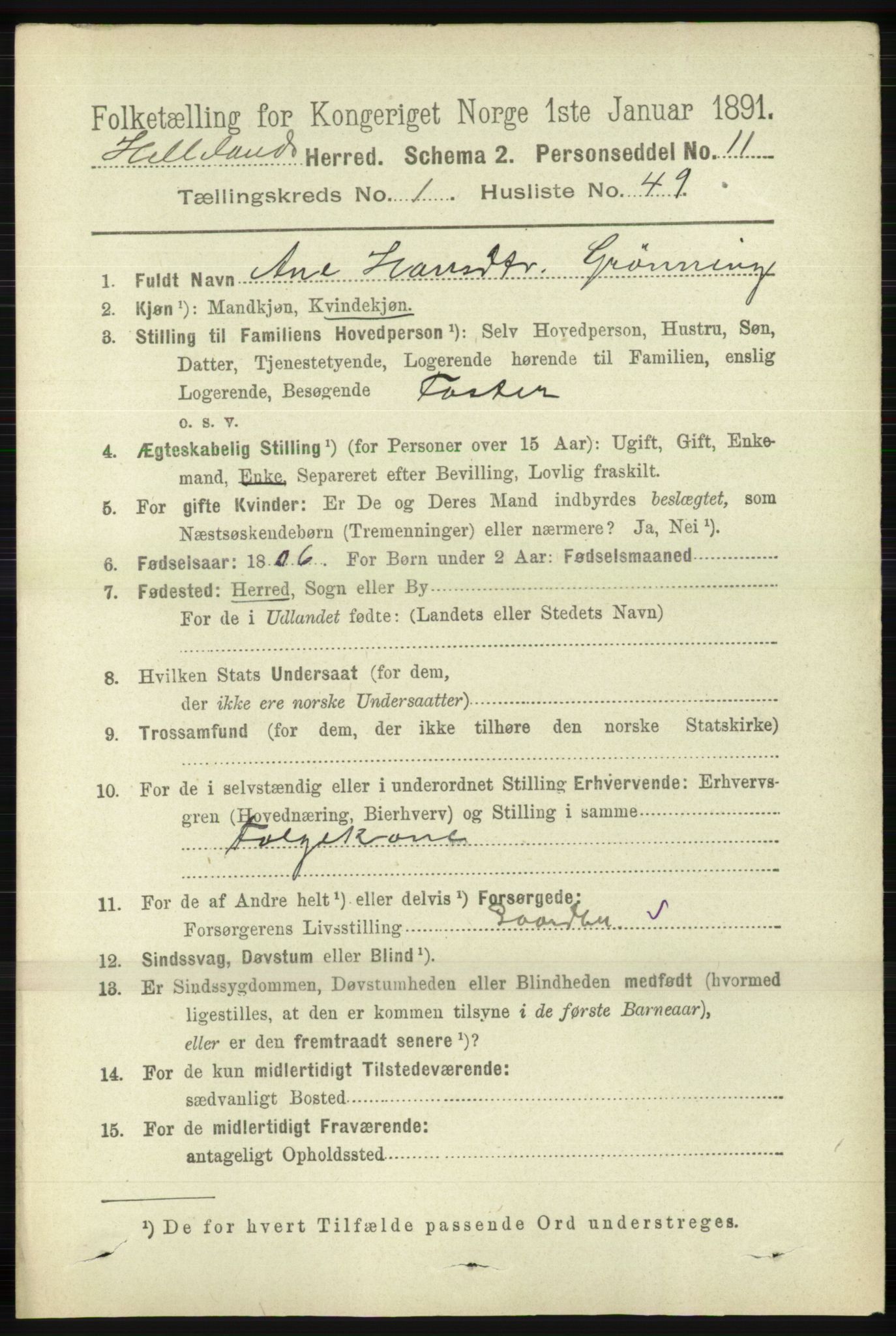 RA, 1891 census for 1115 Helleland, 1891, p. 359