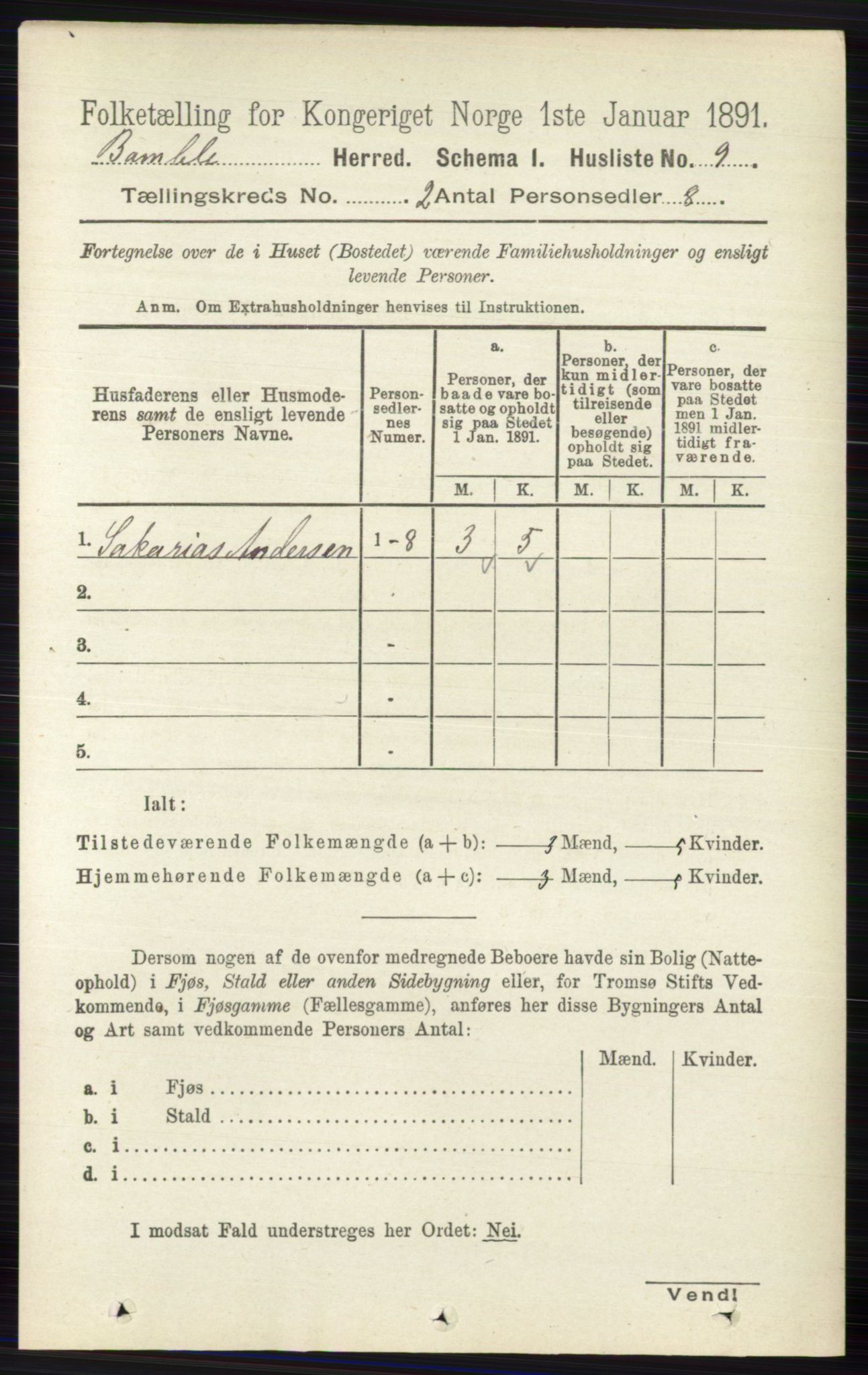 RA, 1891 census for 0814 Bamble, 1891, p. 950