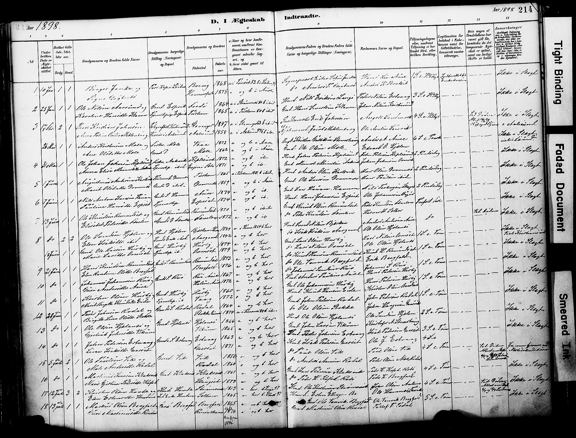 Ministerialprotokoller, klokkerbøker og fødselsregistre - Møre og Romsdal, AV/SAT-A-1454/578/L0907: Parish register (official) no. 578A06, 1887-1904, p. 214