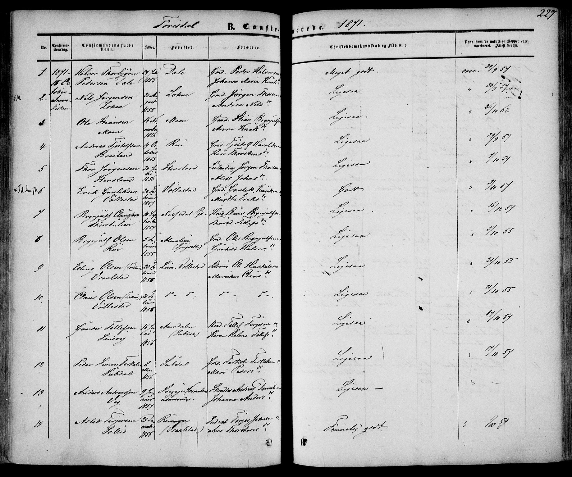 Drangedal kirkebøker, SAKO/A-258/F/Fa/L0008: Parish register (official) no. 8, 1857-1871, p. 227