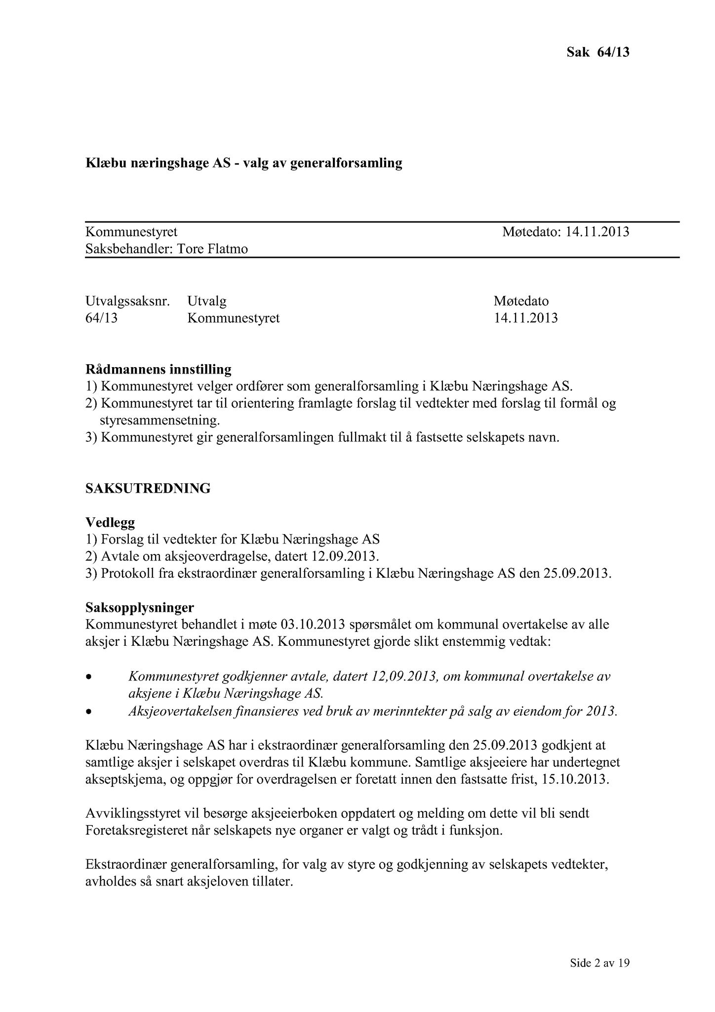 Klæbu Kommune, TRKO/KK/01-KS/L006: Kommunestyret - Møtedokumenter, 2013, p. 1300