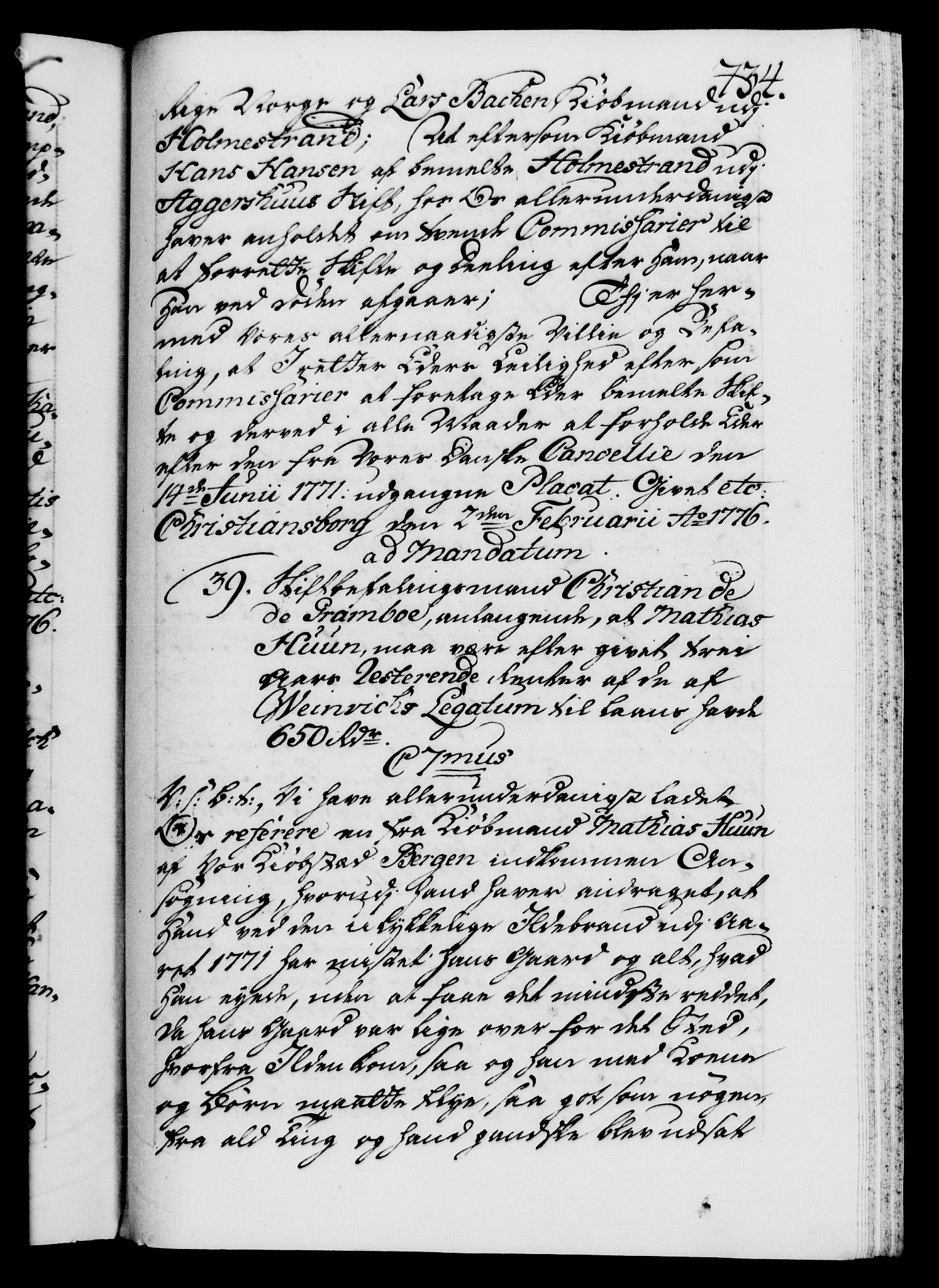Danske Kanselli 1572-1799, AV/RA-EA-3023/F/Fc/Fca/Fcab/L0041: Norske tegnelser, 1773-1776, p. 734a