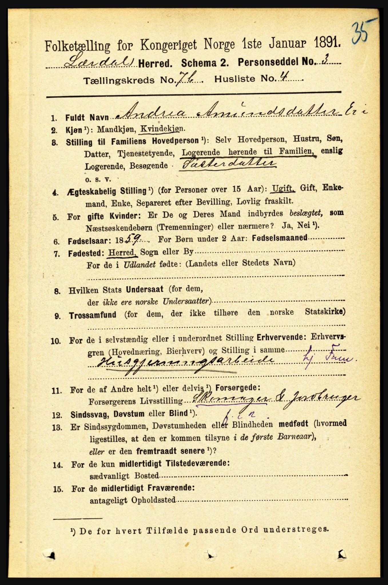 RA, 1891 census for 1422 Lærdal, 1891, p. 1157