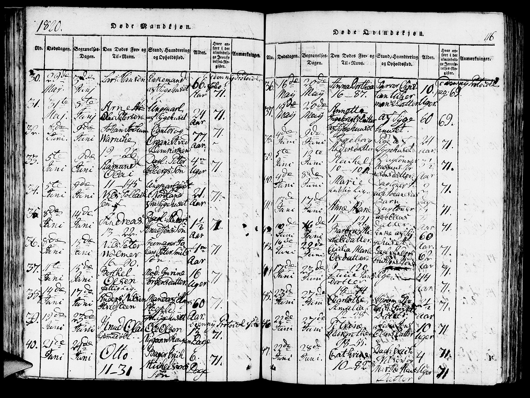 Domkirken sokneprestembete, AV/SAB-A-74801/H/Haa/L0010: Parish register (official) no. A 10, 1816-1821, p. 116