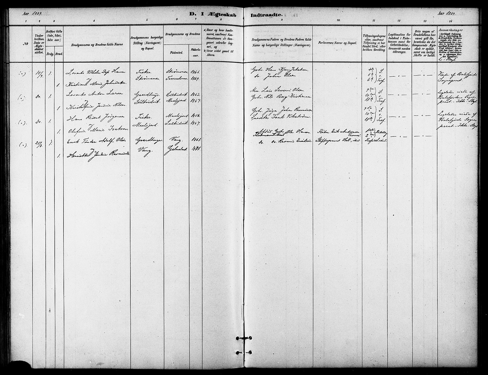 Lenvik sokneprestembete, SATØ/S-1310/H/Ha/Haa/L0011kirke: Parish register (official) no. 11, 1880-1889