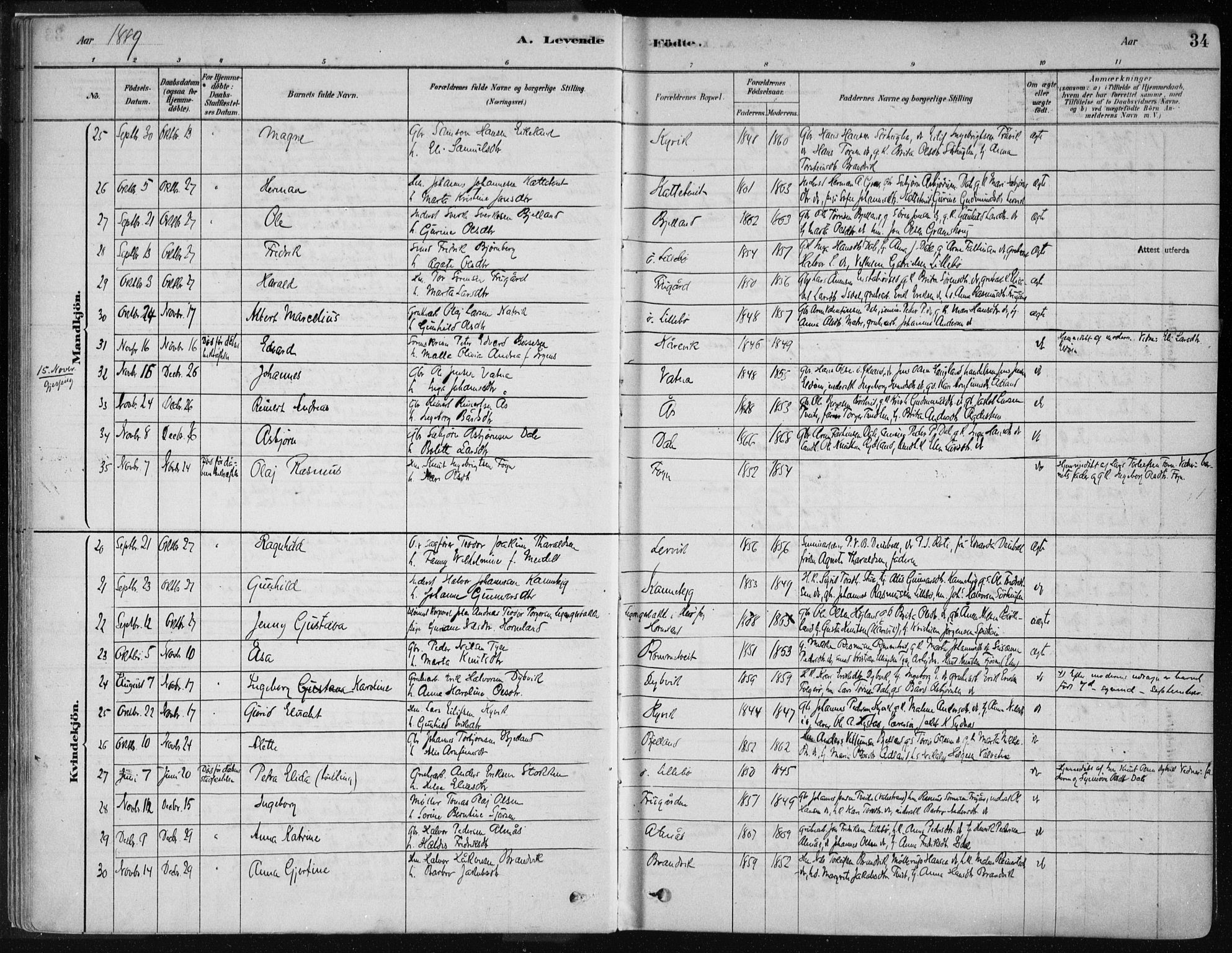 Stord sokneprestembete, AV/SAB-A-78201/H/Haa: Parish register (official) no. B 2, 1878-1913, p. 34