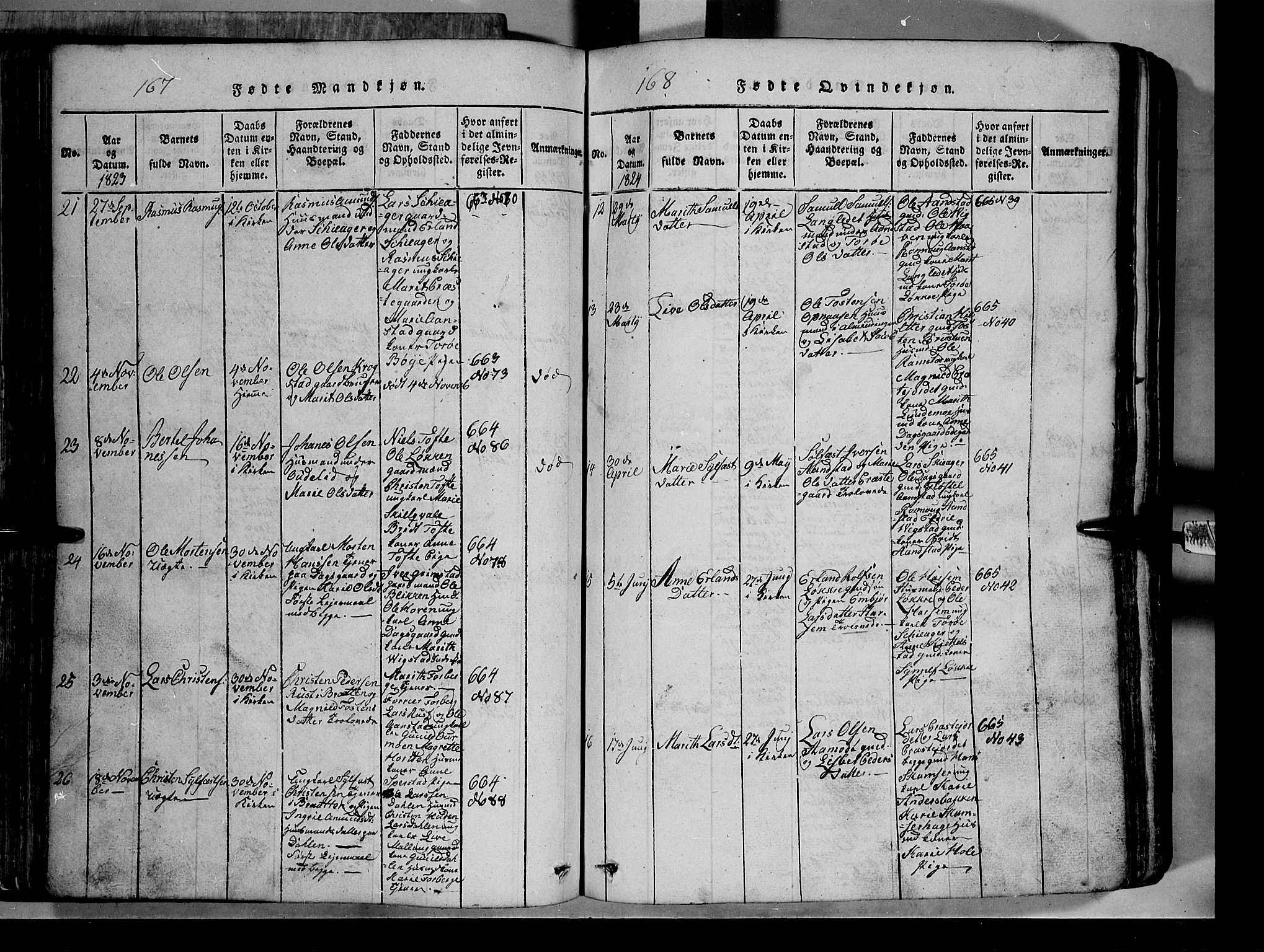 Lom prestekontor, AV/SAH-PREST-070/L/L0003: Parish register (copy) no. 3, 1815-1844, p. 167-168