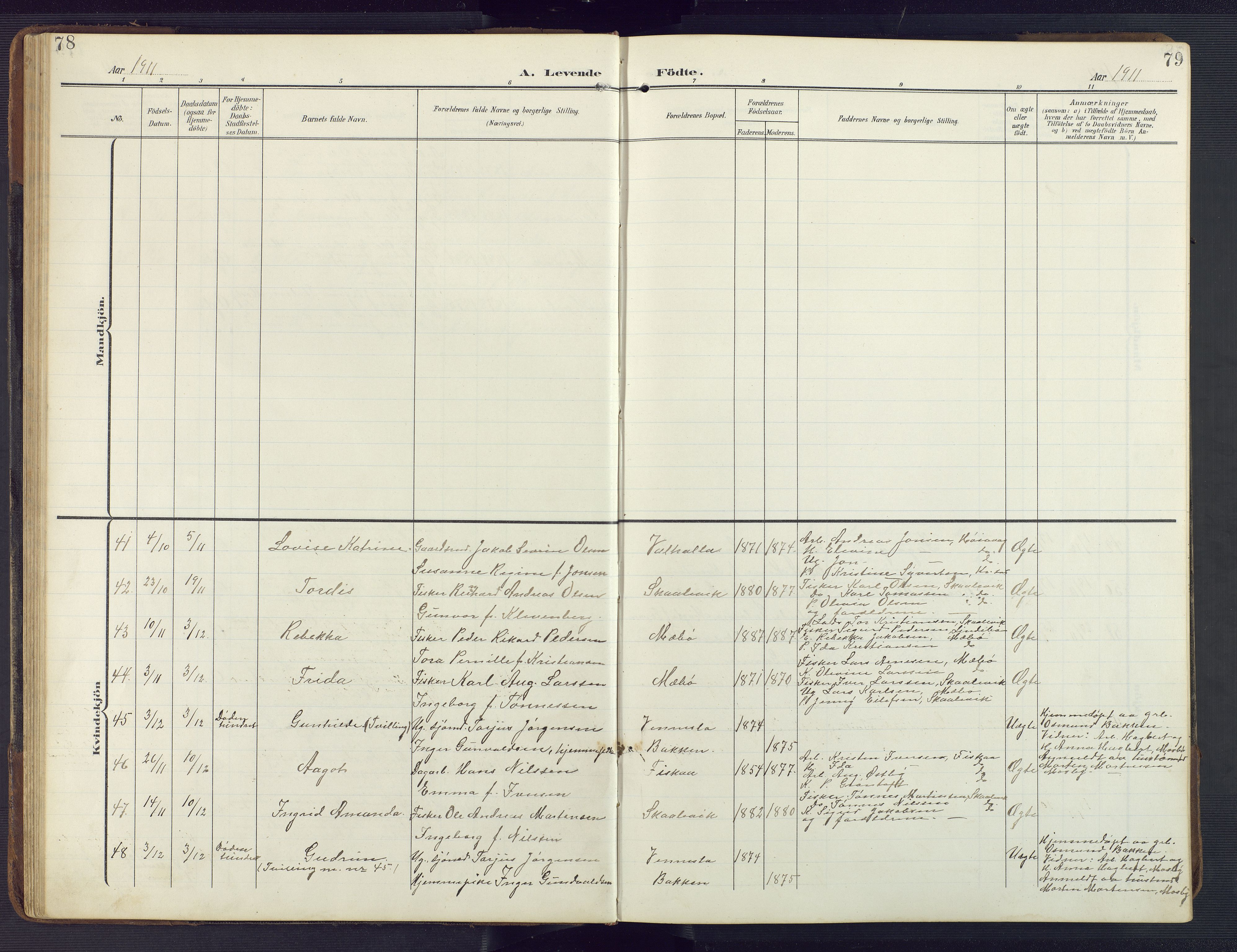 Oddernes sokneprestkontor, AV/SAK-1111-0033/F/Fb/Fba/L0010: Parish register (copy) no. B 10, 1907-1941, p. 78-79