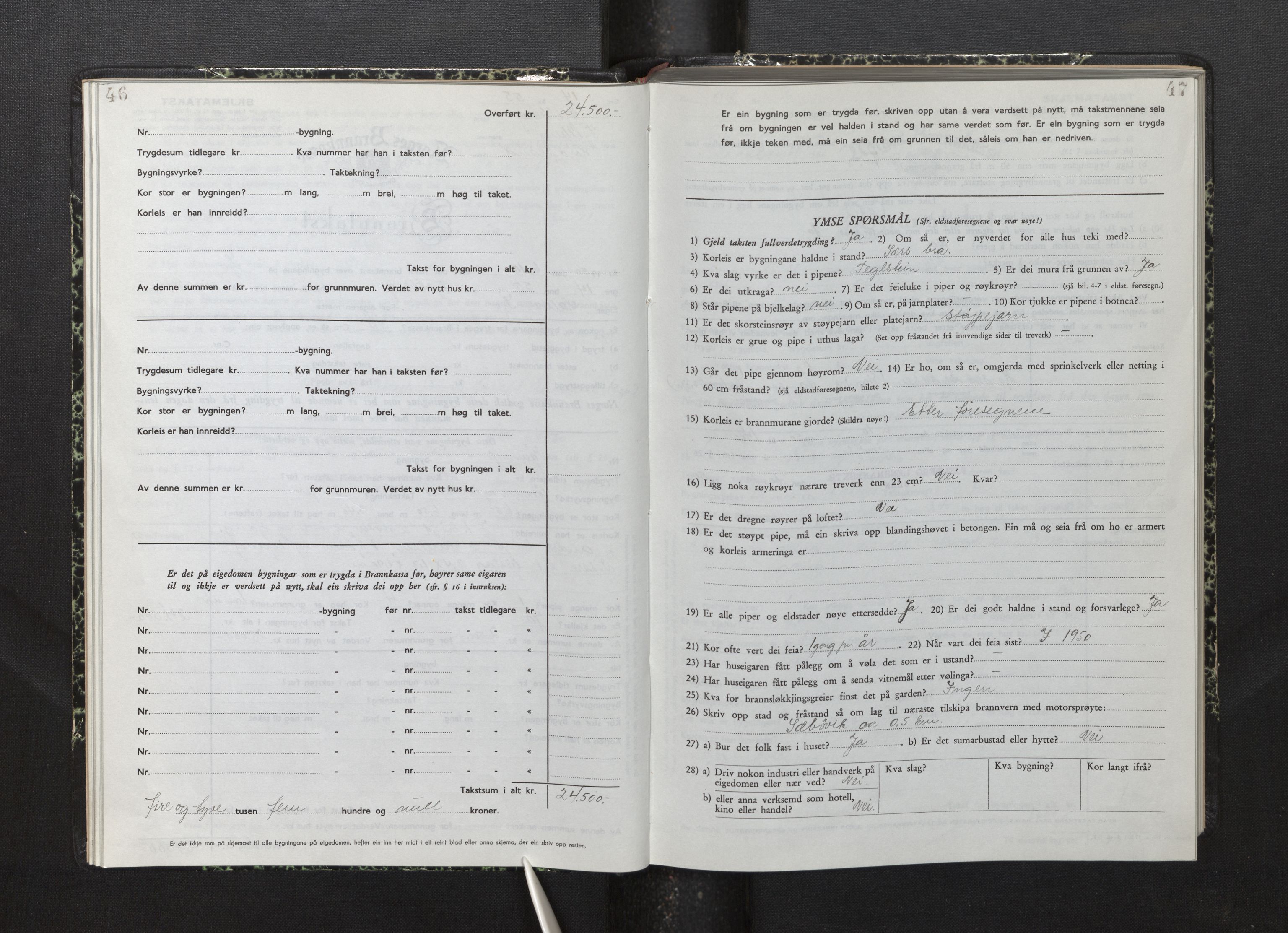 Lensmannen i Fjelberg, AV/SAB-A-32101/0012/L0008: Branntakstprotokoll, skjematakst, 1949-1955, p. 46-47