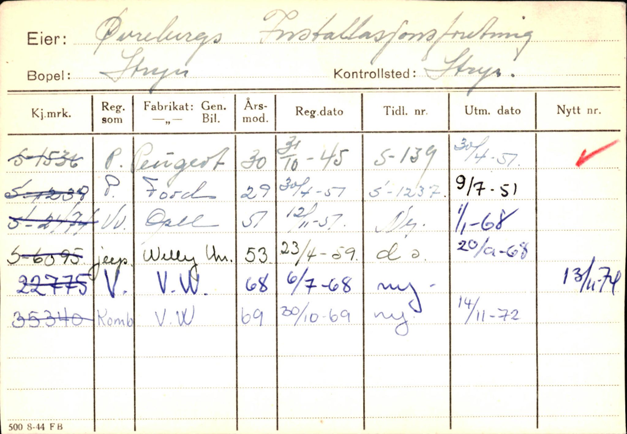 Statens vegvesen, Sogn og Fjordane vegkontor, AV/SAB-A-5301/4/F/L0131: Eigarregister Høyanger P-Å. Stryn S-Å, 1945-1975, p. 2484