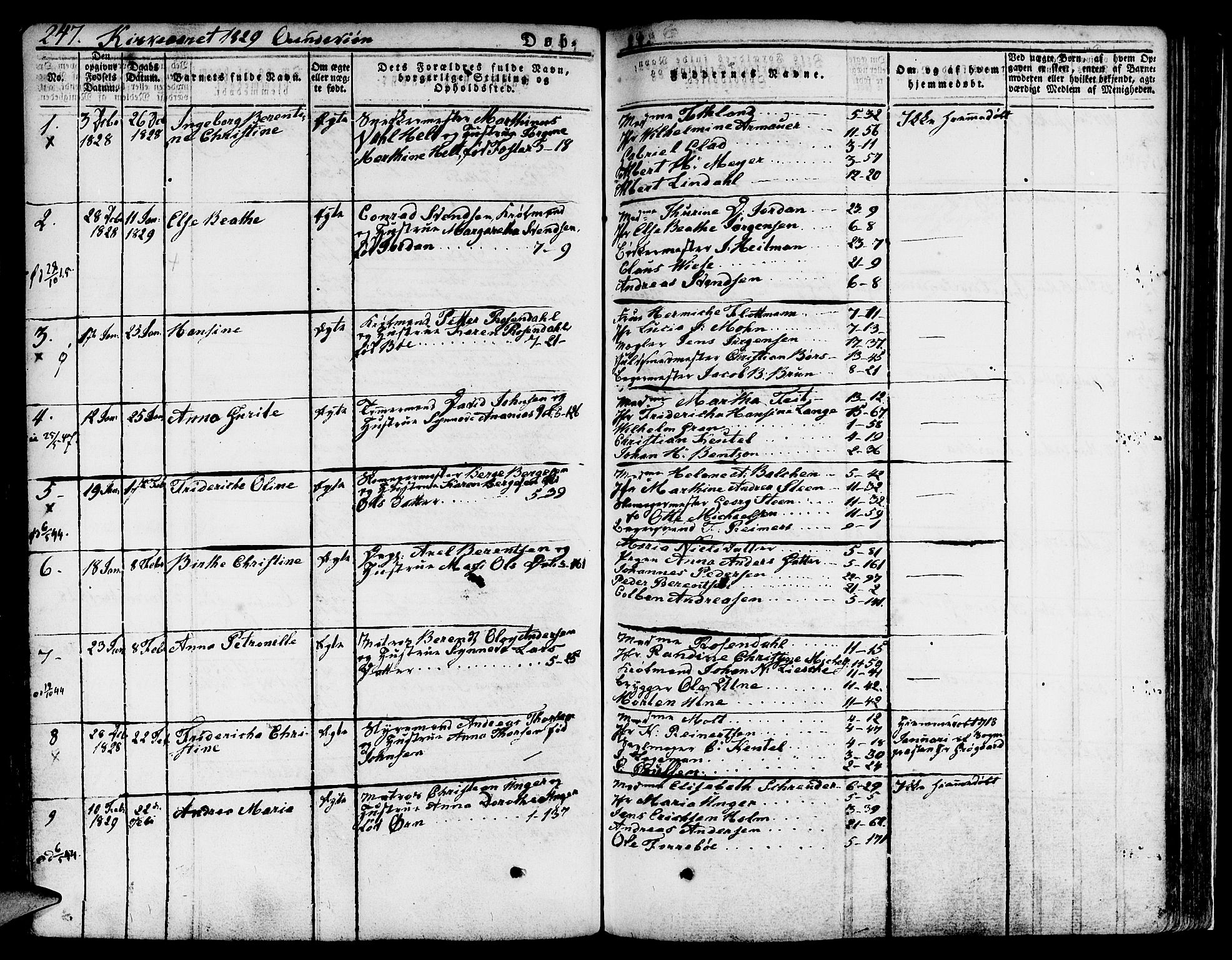 Nykirken Sokneprestembete, SAB/A-77101/H/Hab: Parish register (copy) no. A 5I, 1821-1841, p. 247