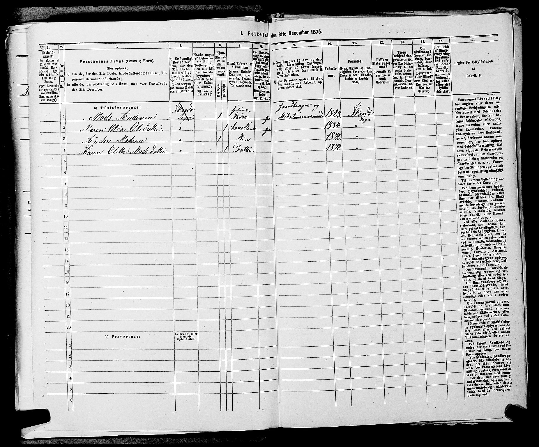 SAKO, 1875 census for 0816P Sannidal, 1875, p. 794