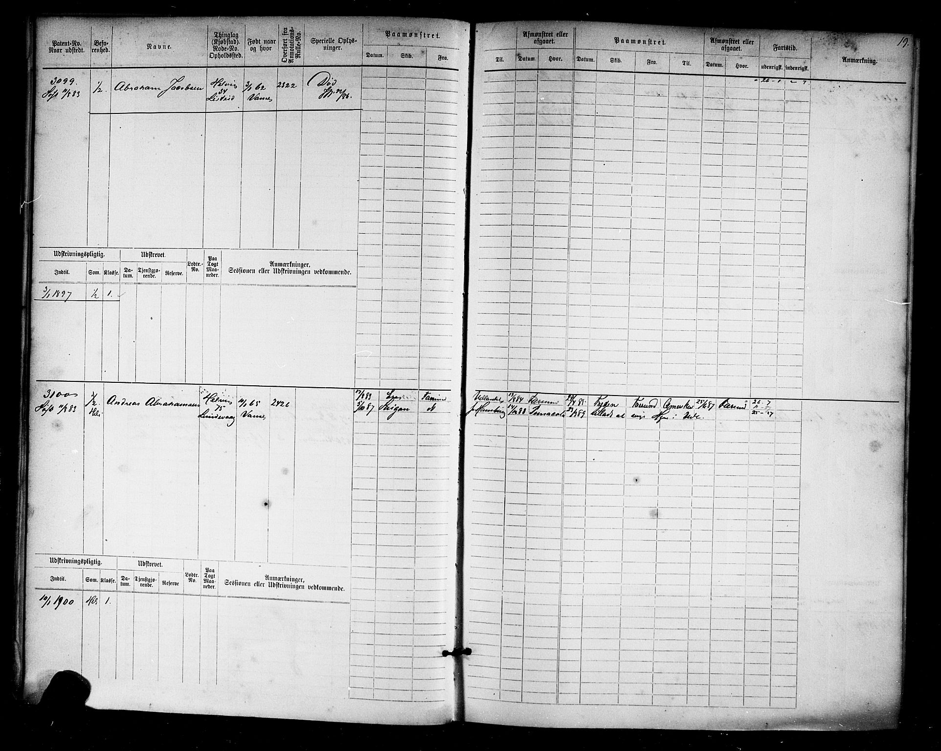 Farsund mønstringskrets, AV/SAK-2031-0017/F/Fb/L0019: Hovedrulle nr 3067-3832, Z-11, 1882-1922, p. 20