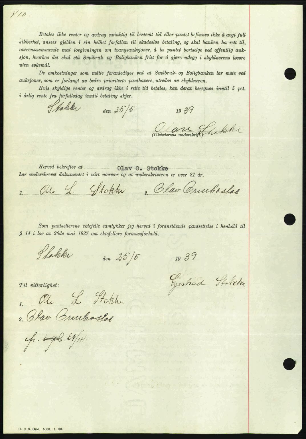 Nordmøre sorenskriveri, AV/SAT-A-4132/1/2/2Ca: Mortgage book no. B85, 1939-1939, Diary no: : 1381/1939