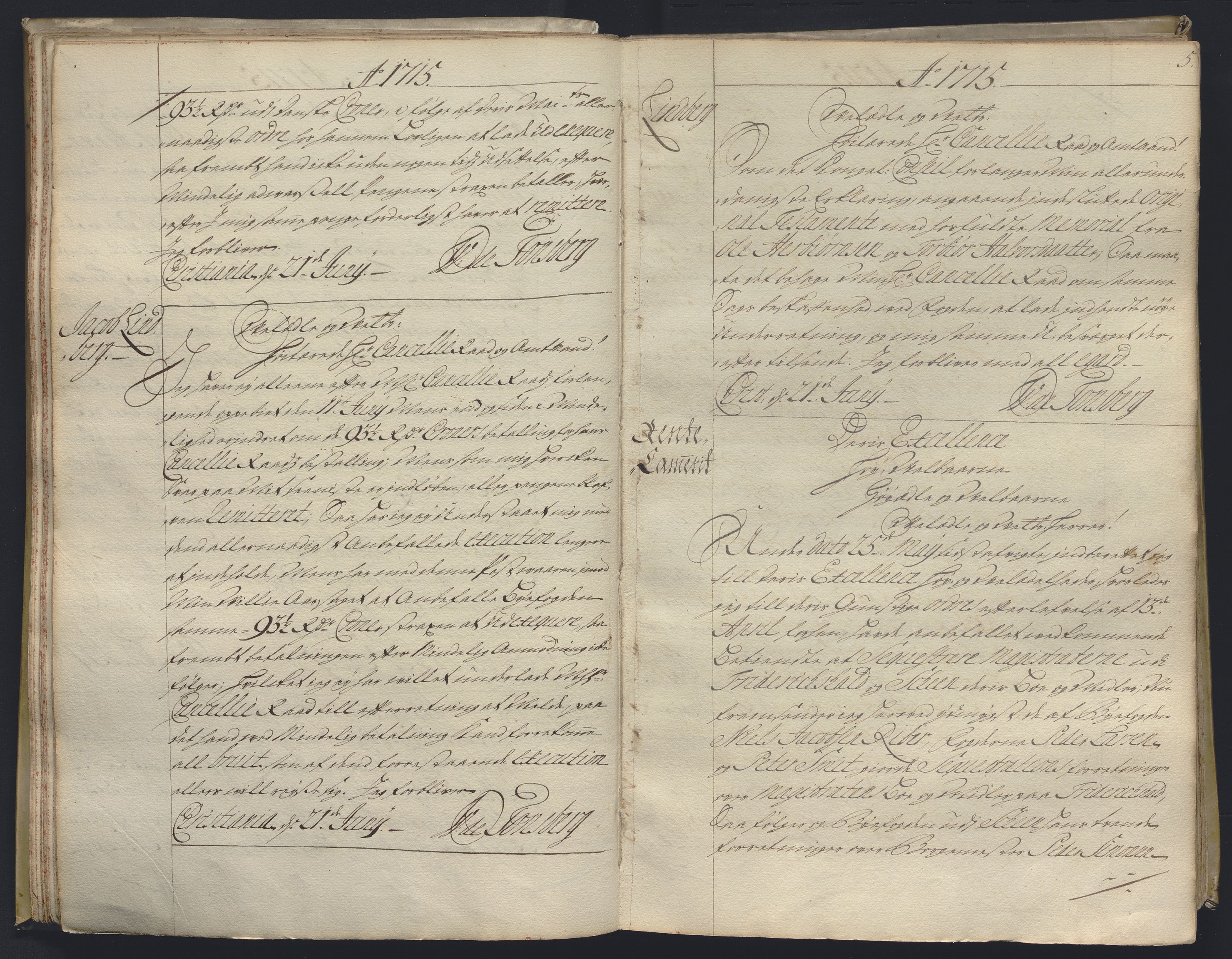 Kristiania stiftamt, AV/SAO-A-10386/B/Ba/L0004: Kopibok, 1715-1717, p. 4b-5a