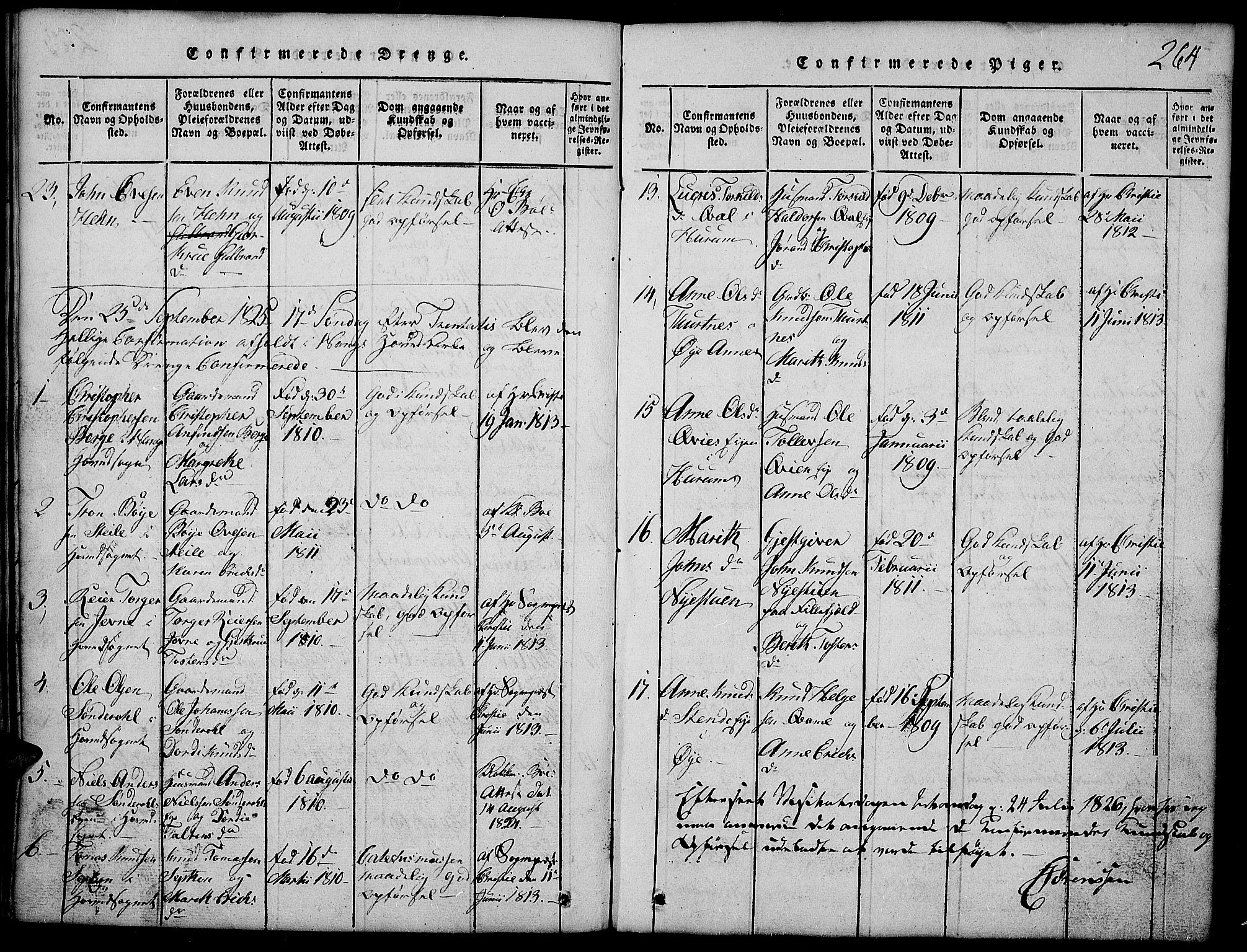 Vang prestekontor, Valdres, SAH/PREST-140/H/Hb/L0002: Parish register (copy) no. 2, 1814-1889, p. 264