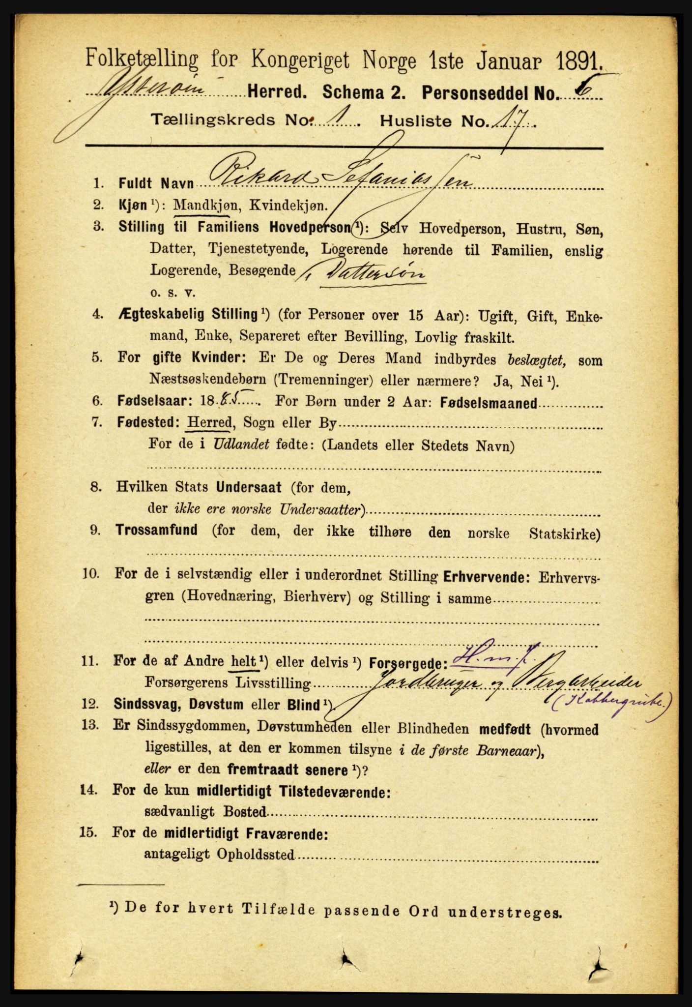 RA, 1891 census for 1722 Ytterøy, 1891, p. 217