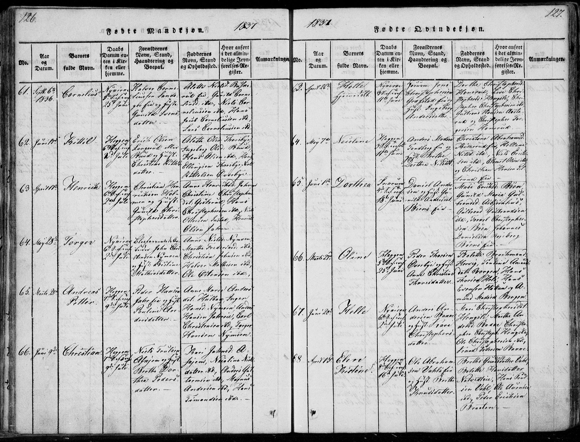 Modum kirkebøker, AV/SAKO-A-234/F/Fa/L0006: Parish register (official) no. 6, 1832-1841, p. 126-127