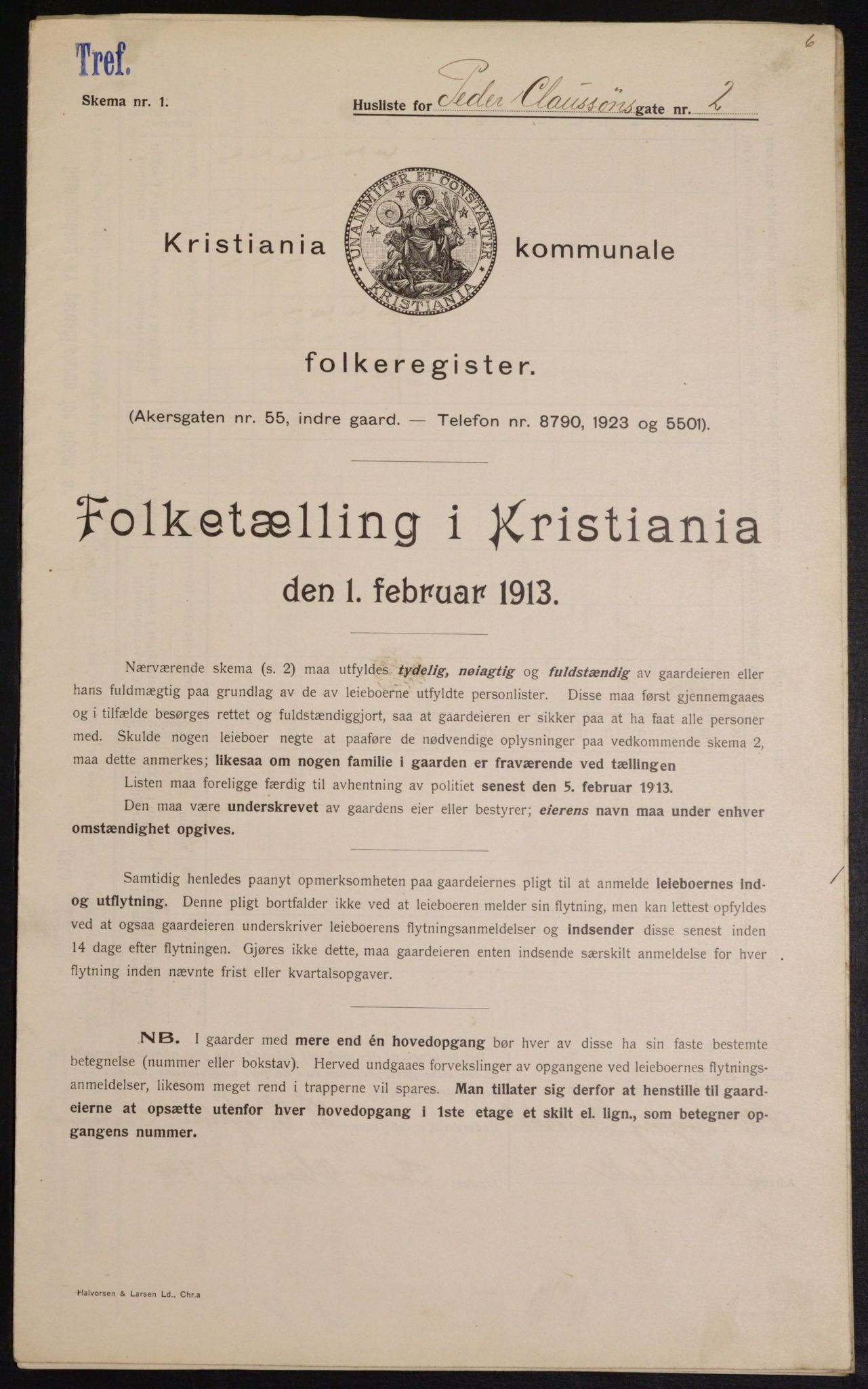 OBA, Municipal Census 1913 for Kristiania, 1913, p. 78913