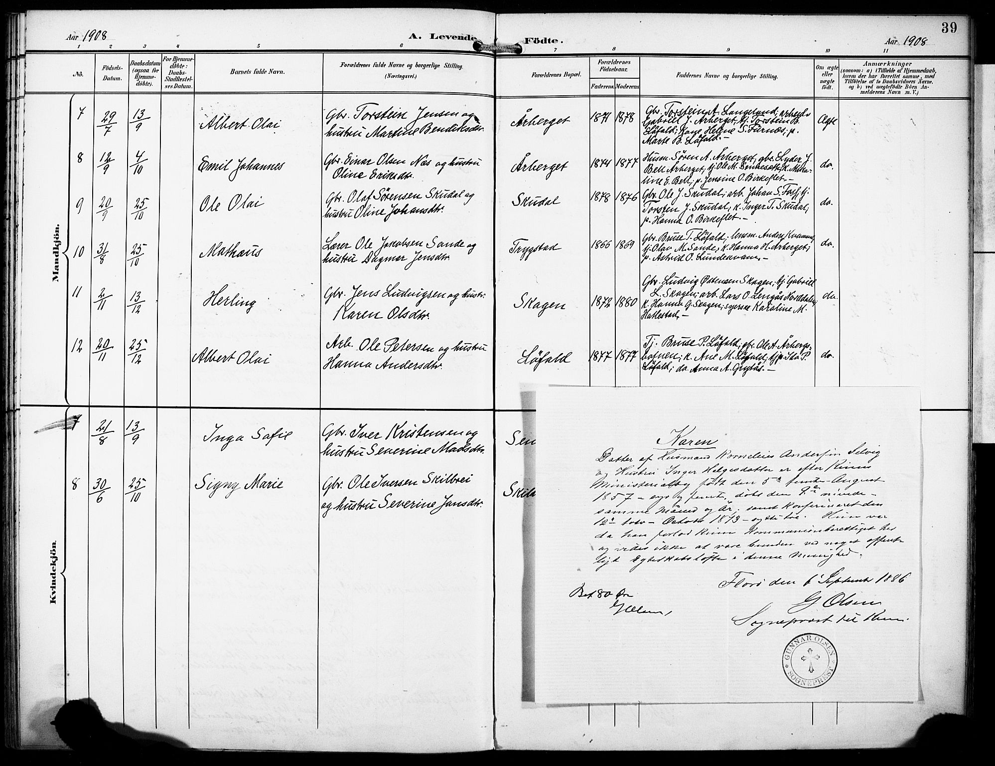 Gaular sokneprestembete, SAB/A-80001/H/Haa: Parish register (official) no. B 2, 1898-1911, p. 39