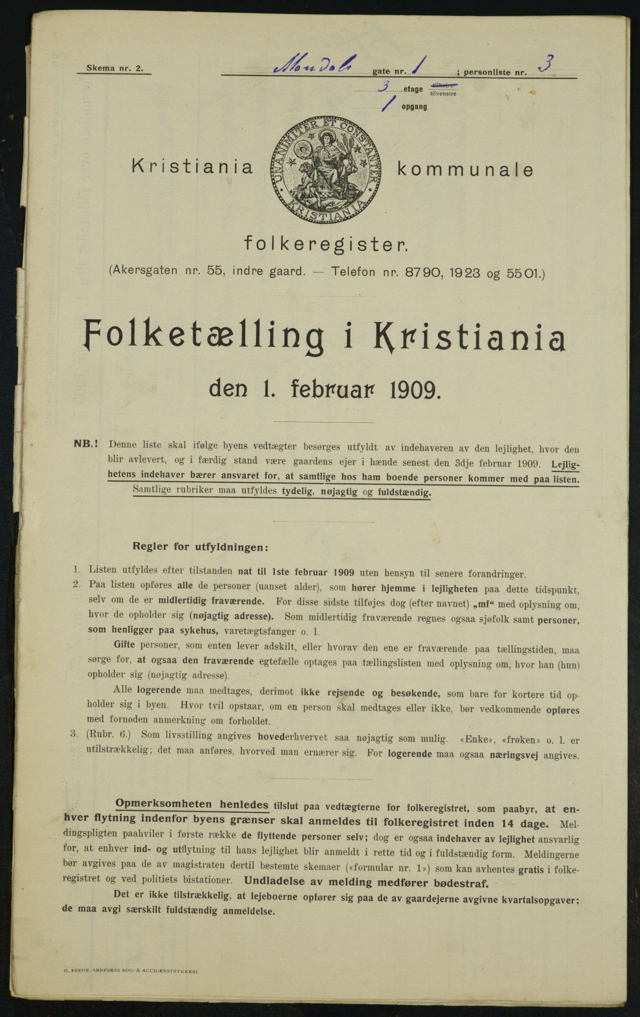 OBA, Municipal Census 1909 for Kristiania, 1909, p. 54641