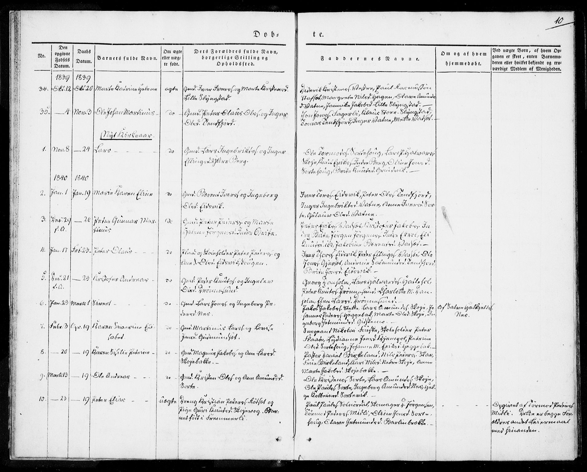 Ministerialprotokoller, klokkerbøker og fødselsregistre - Møre og Romsdal, AV/SAT-A-1454/524/L0352: Parish register (official) no. 524A04, 1838-1847, p. 10