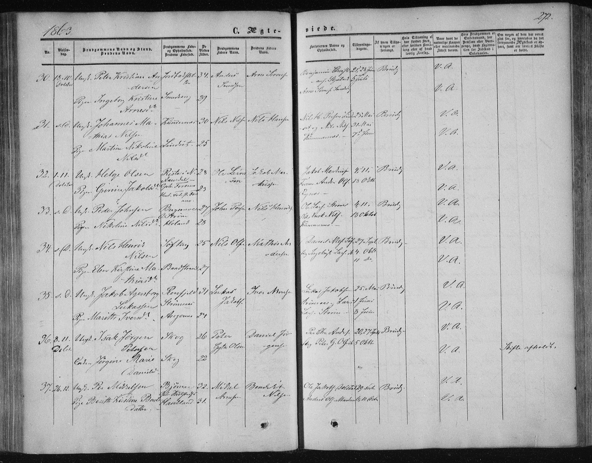 Ministerialprotokoller, klokkerbøker og fødselsregistre - Nordland, AV/SAT-A-1459/820/L0293: Parish register (official) no. 820A14, 1855-1865, p. 272