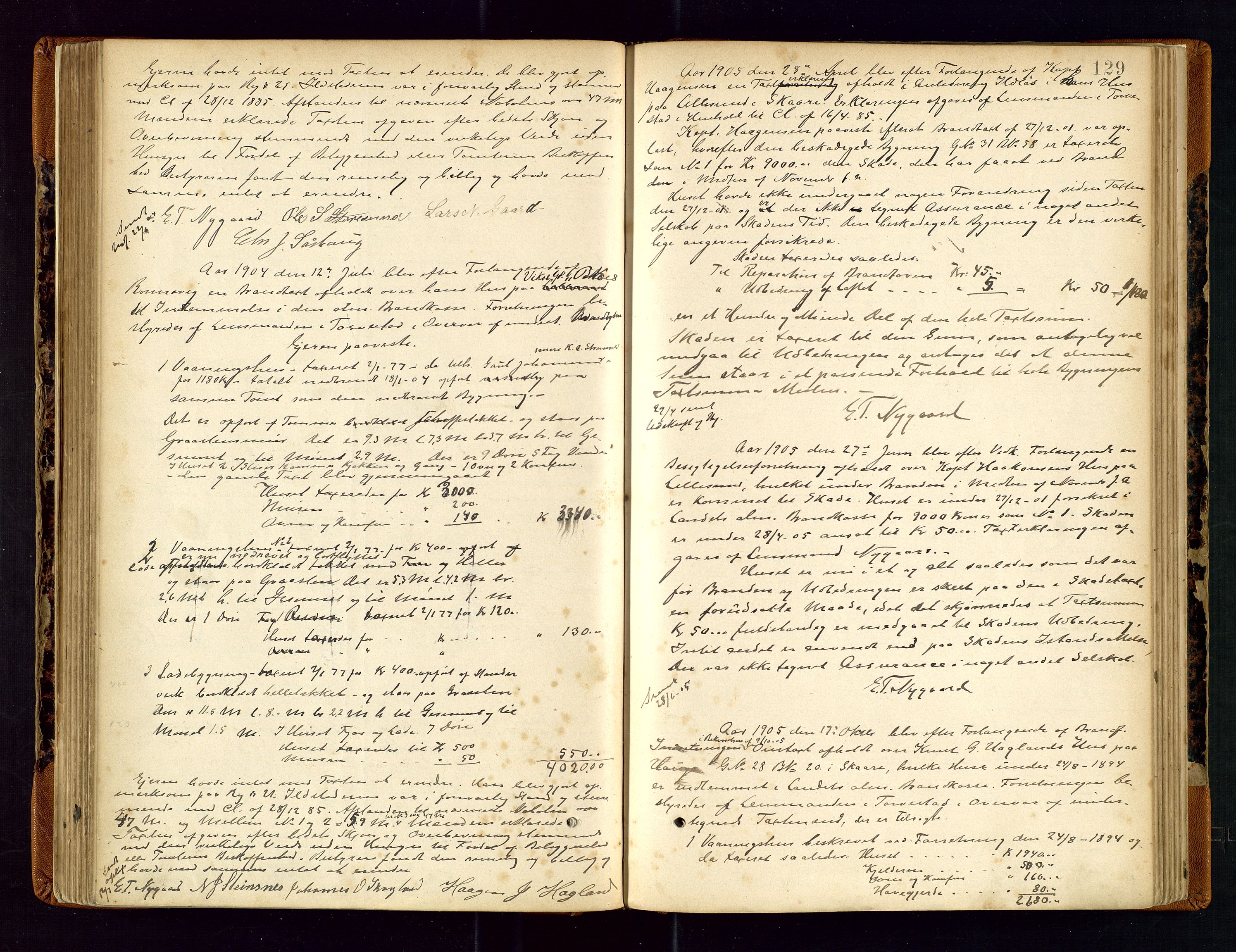 Torvestad lensmannskontor, SAST/A-100307/1/Goa/L0002: "Brandtaxationsprotokol for Torvestad Thinglag", 1883-1917, p. 128b-129a