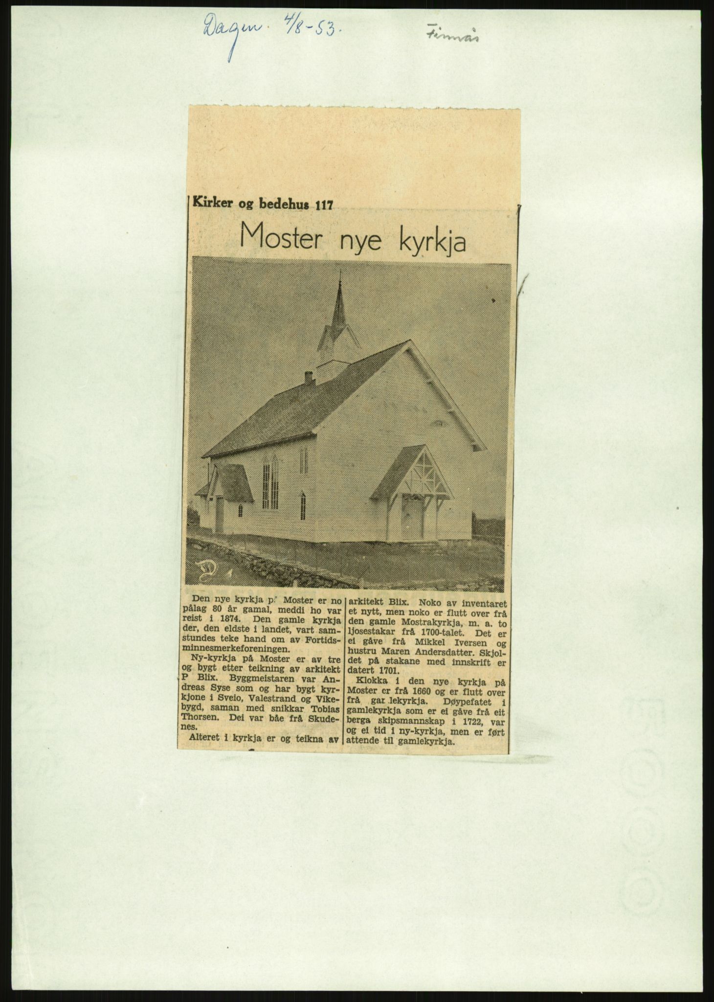 Kirke- og undervisningsdepartementet, Kontoret  for kirke og geistlighet A, RA/S-1007/F/Fb/L0024: Finnås (gml. Føyen) - Fiskum se Eiker, 1838-1961, p. 443