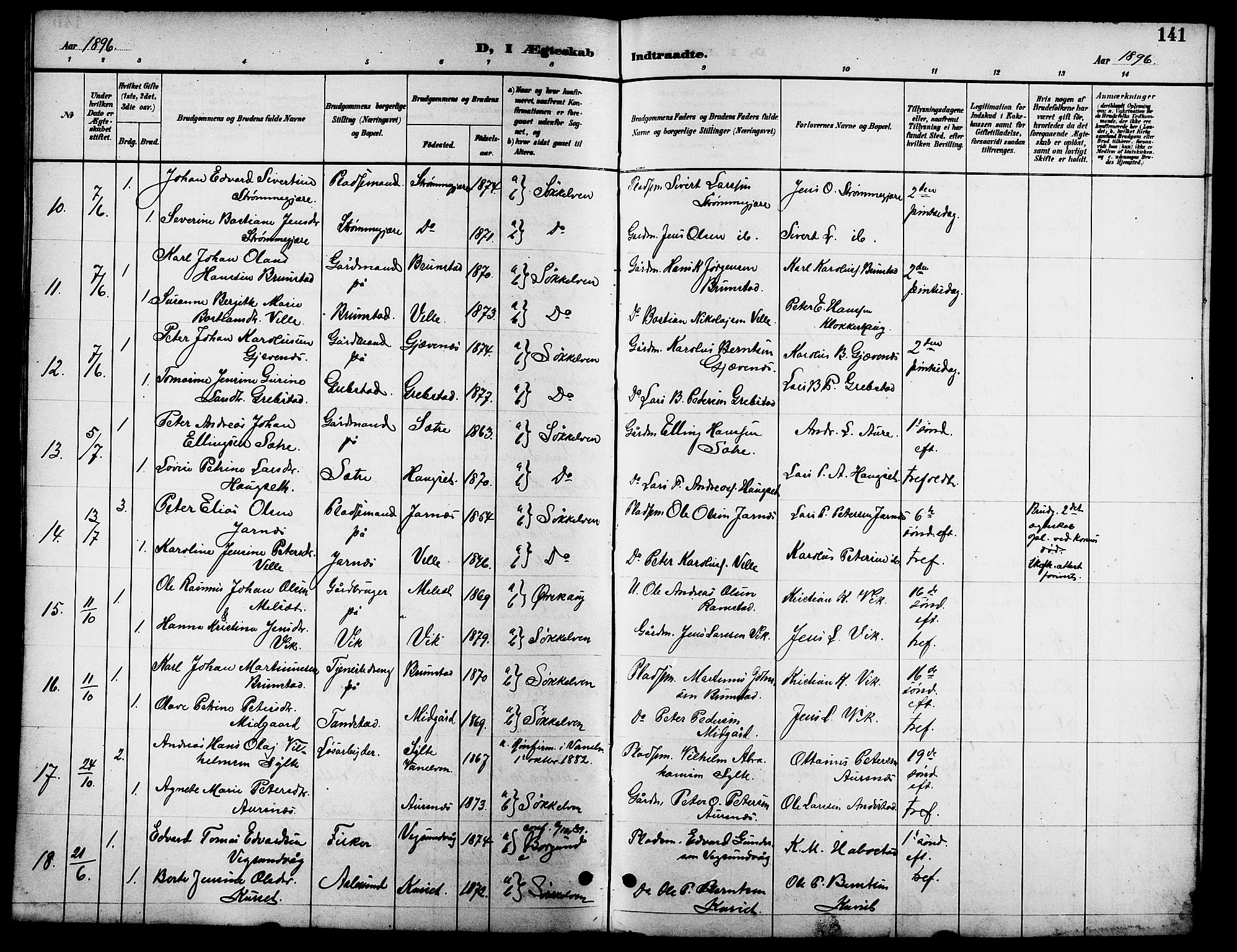 Ministerialprotokoller, klokkerbøker og fødselsregistre - Møre og Romsdal, SAT/A-1454/523/L0340: Parish register (copy) no. 523C03, 1892-1902, p. 141