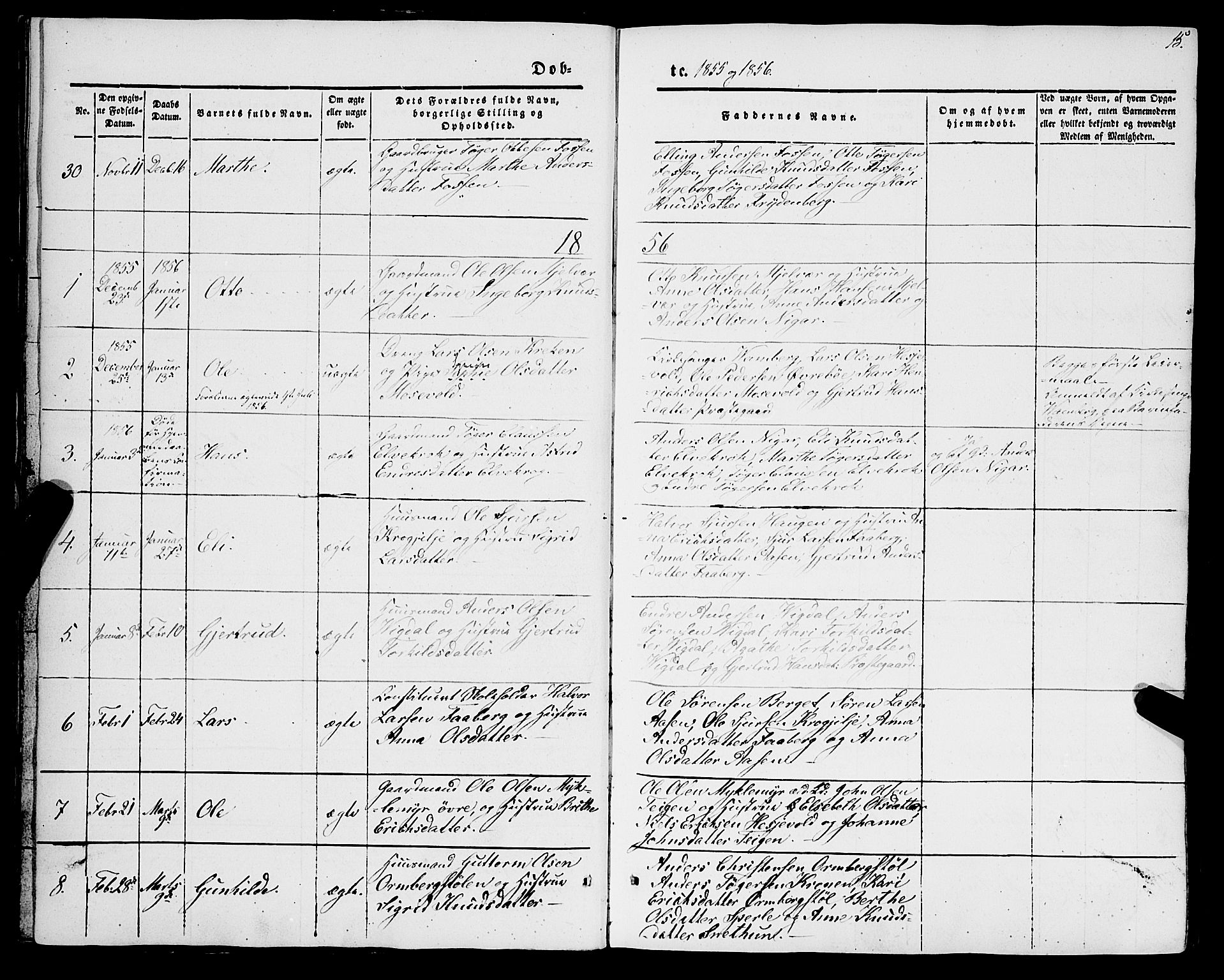 Jostedal sokneprestembete, AV/SAB-A-80601/H/Haa/Haaa/L0005: Parish register (official) no. A 5, 1849-1877, p. 15