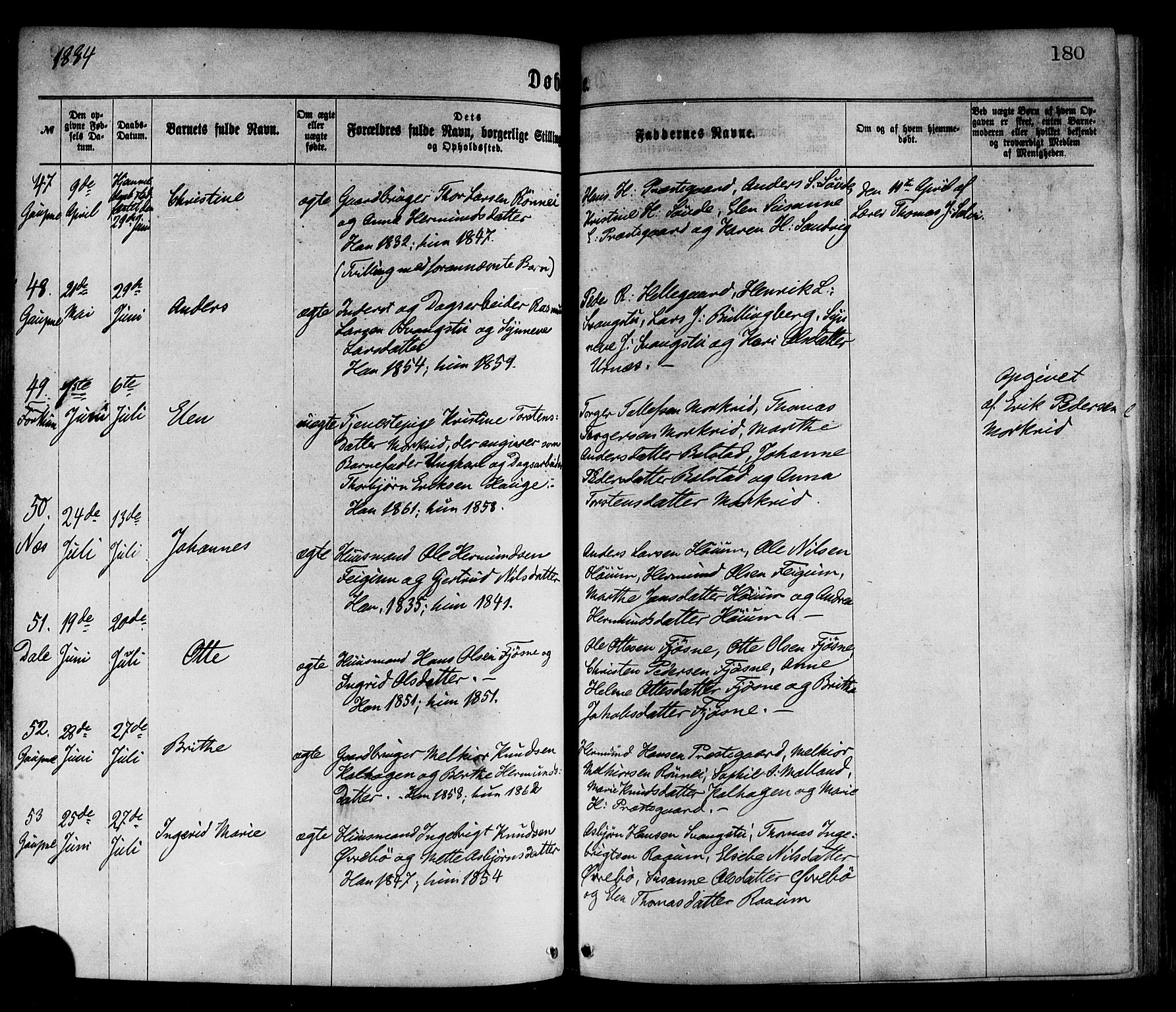 Luster sokneprestembete, AV/SAB-A-81101/H/Haa/Haaa/L0010: Parish register (official) no. A 10, 1871-1886, p. 180