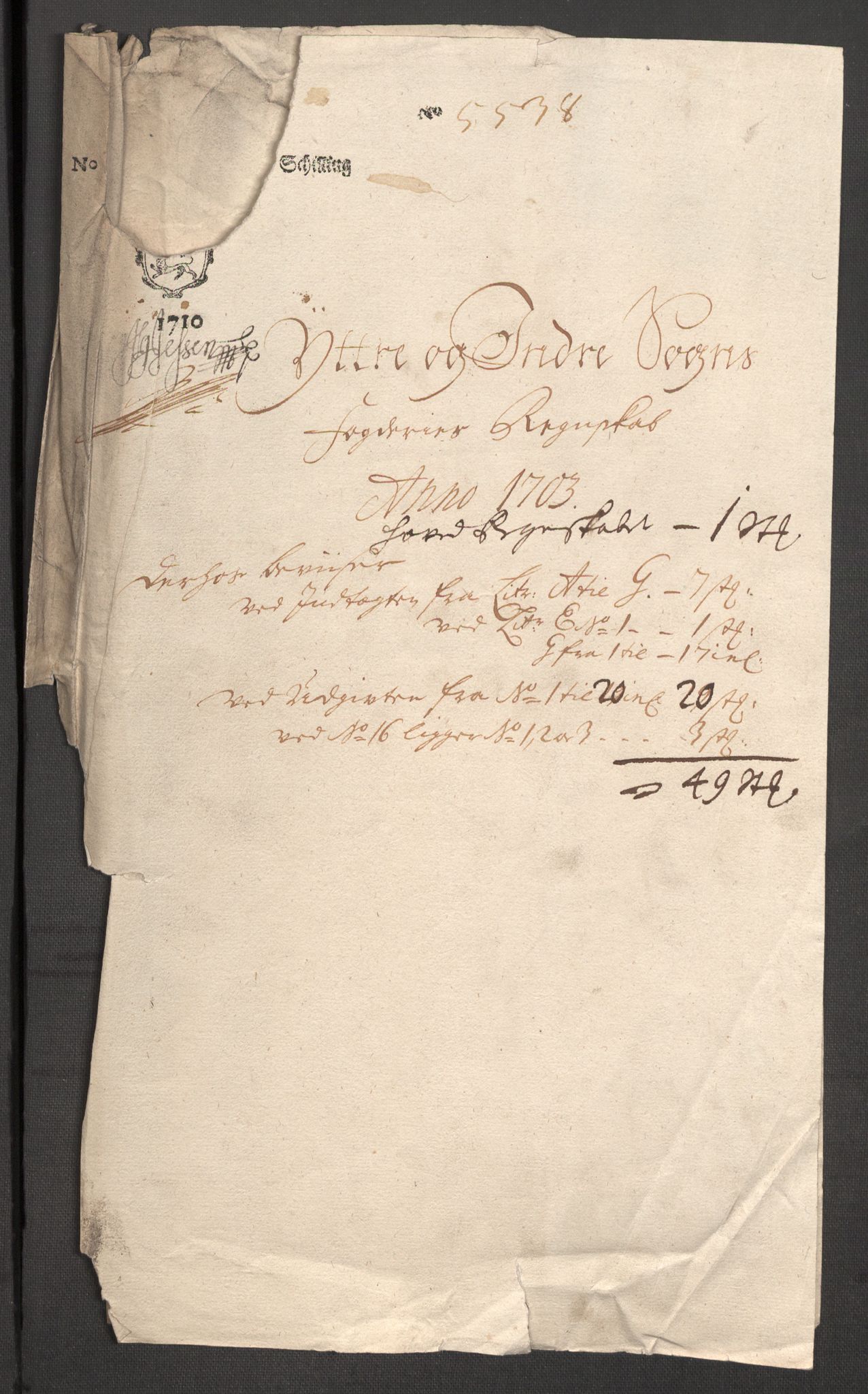 Rentekammeret inntil 1814, Reviderte regnskaper, Fogderegnskap, RA/EA-4092/R52/L3313: Fogderegnskap Sogn, 1703-1704, p. 188