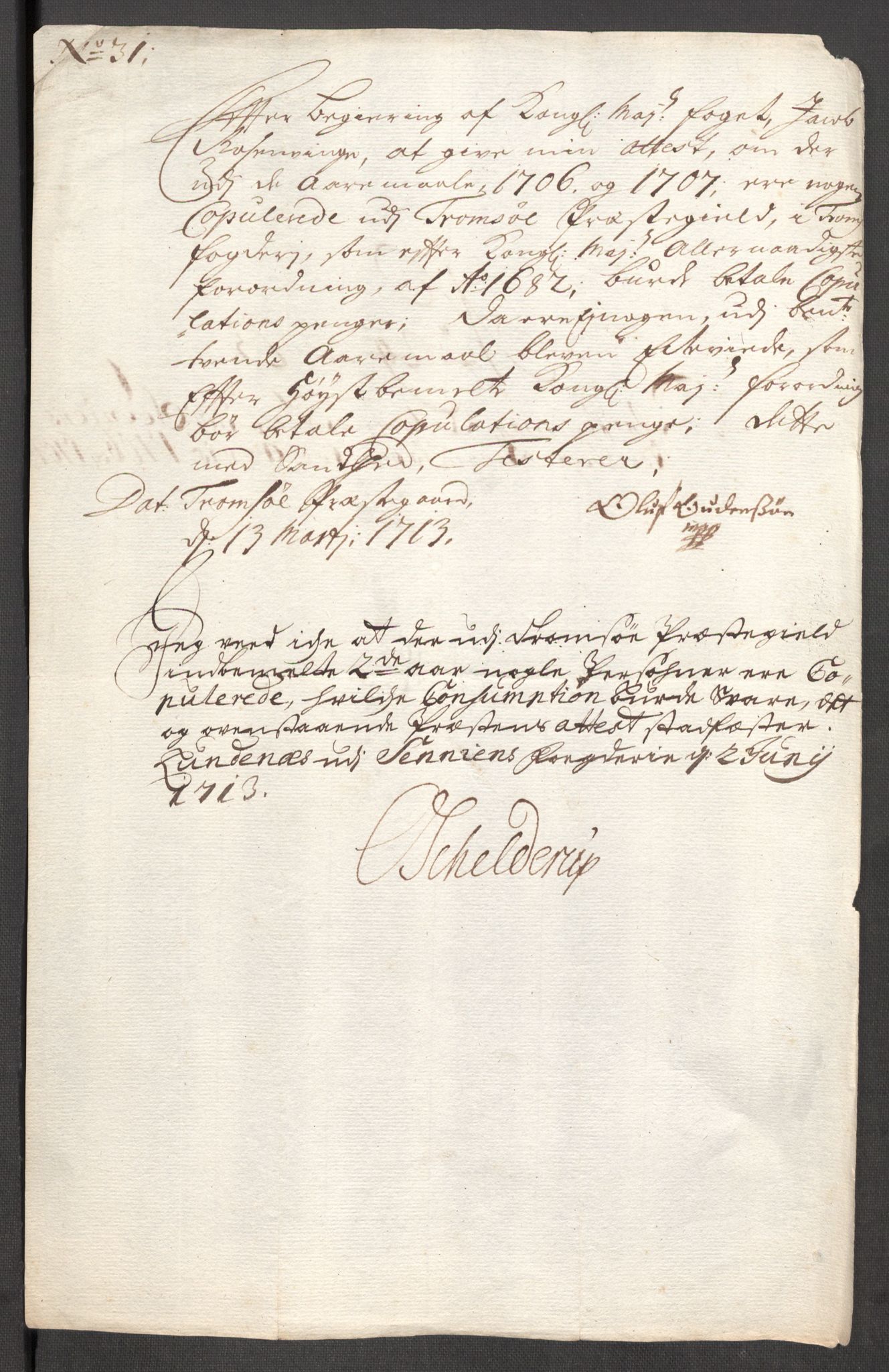 Rentekammeret inntil 1814, Reviderte regnskaper, Fogderegnskap, AV/RA-EA-4092/R68/L4756: Fogderegnskap Senja og Troms, 1705-1707, p. 496