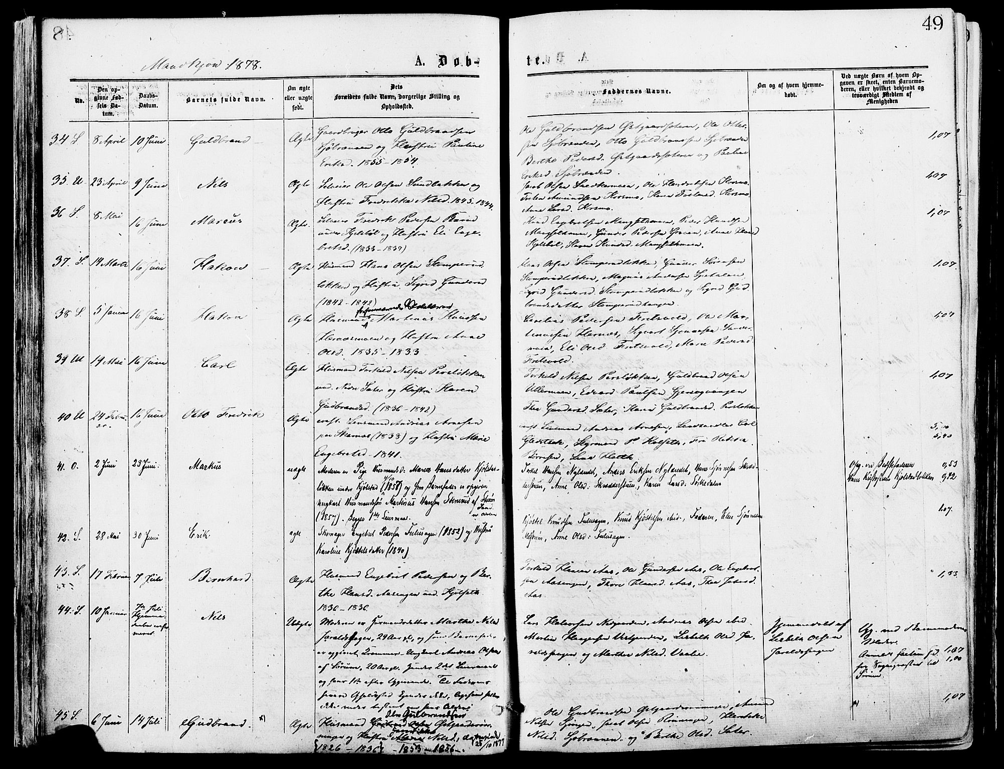 Sør-Odal prestekontor, SAH/PREST-030/H/Ha/Haa/L0005: Parish register (official) no. 5, 1876-1885, p. 49