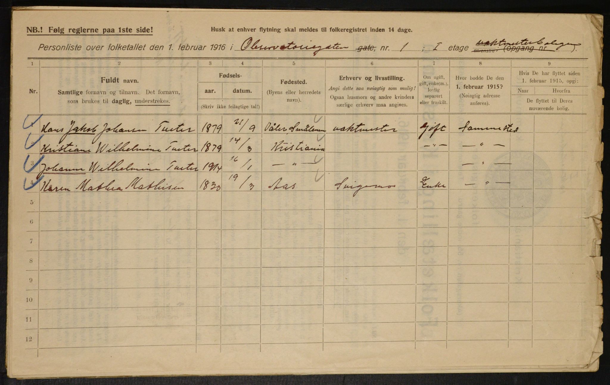 OBA, Municipal Census 1916 for Kristiania, 1916, p. 75915