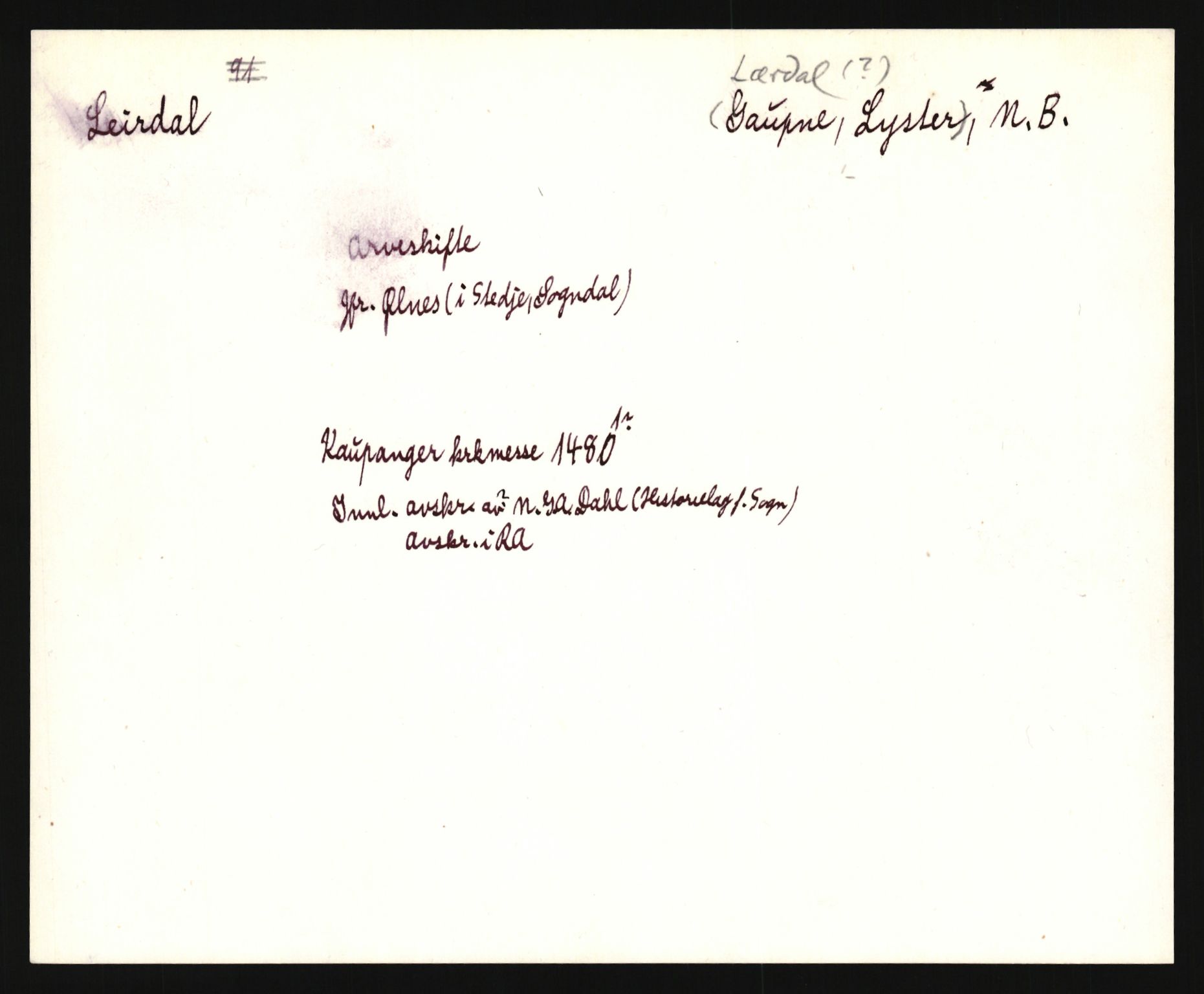 Riksarkivets diplomsamling, AV/RA-EA-5965/F35/F35e/L0030: Registreringssedler Sogn og Fjordane, 1400-1700, p. 125