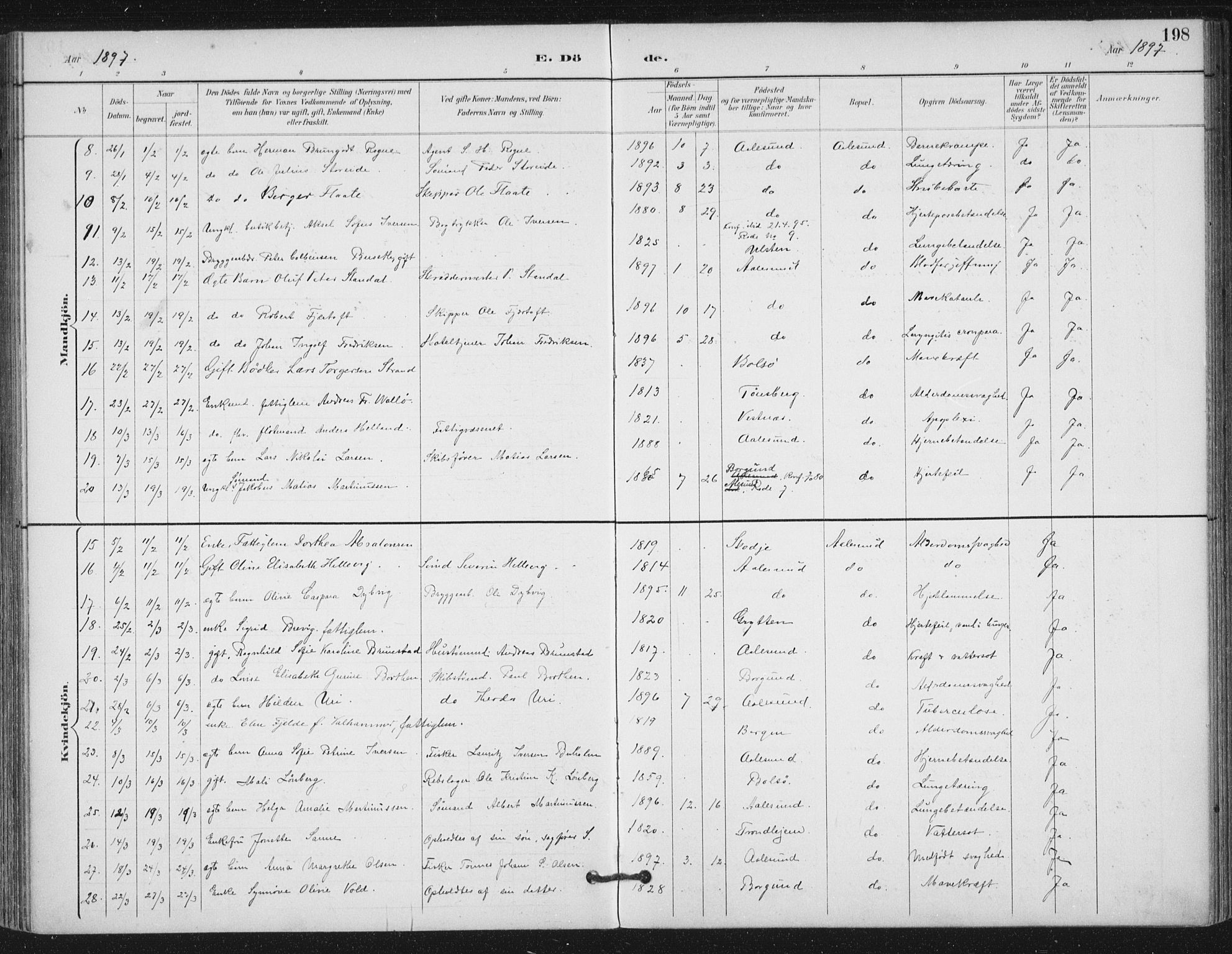 Ministerialprotokoller, klokkerbøker og fødselsregistre - Møre og Romsdal, AV/SAT-A-1454/529/L0457: Parish register (official) no. 529A07, 1894-1903, p. 198