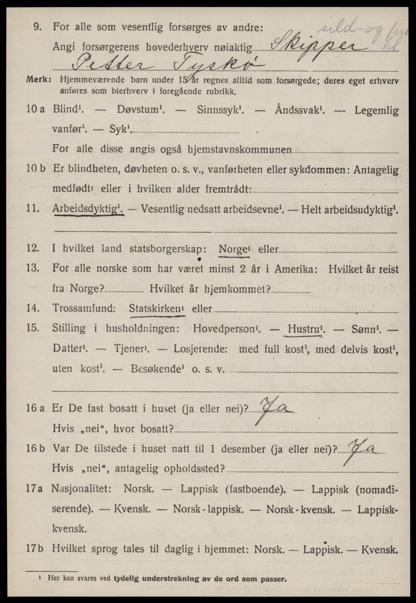 SAT, 1920 census for Ørland, 1920, p. 1666