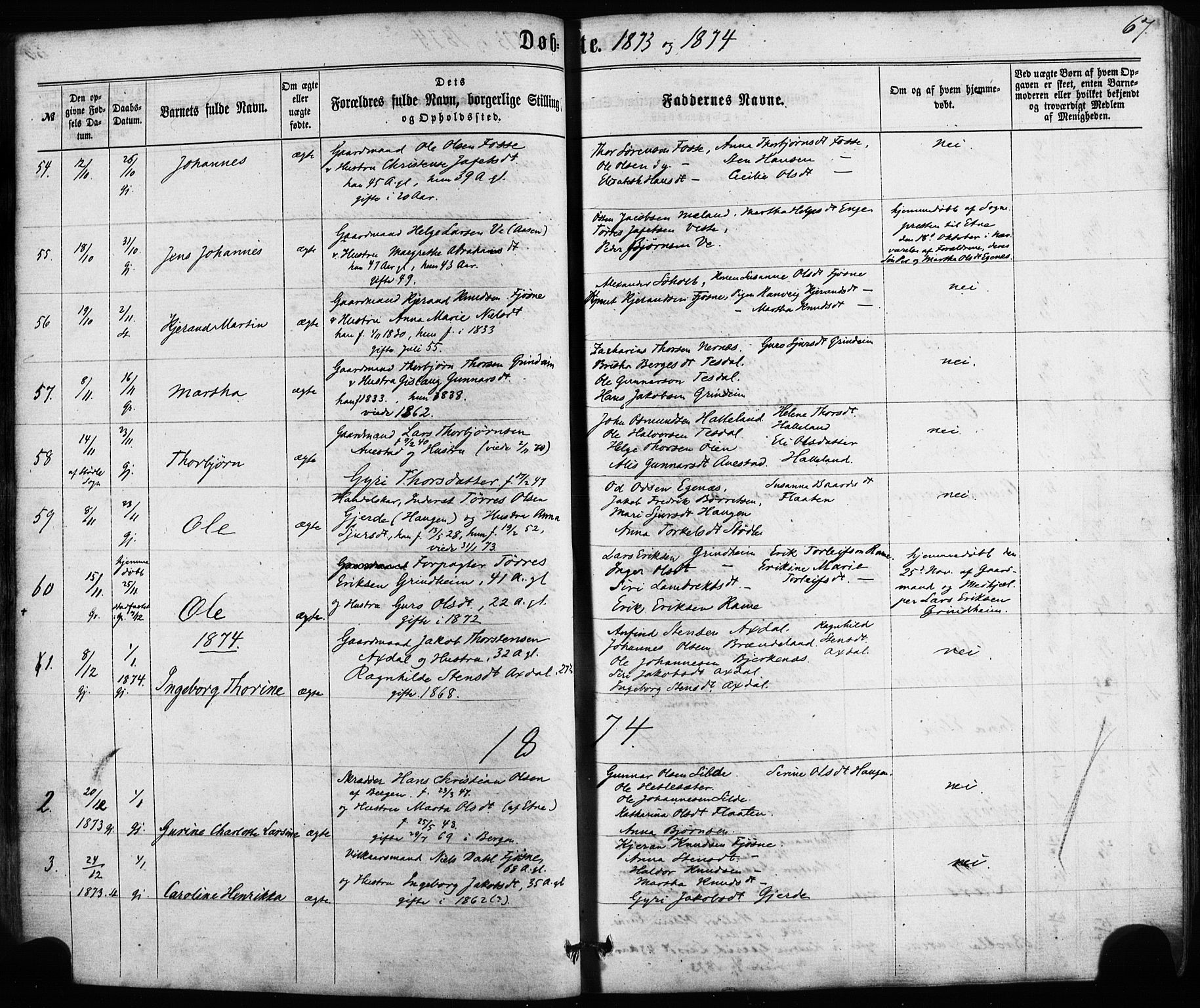 Etne sokneprestembete, SAB/A-75001/H/Haa: Parish register (official) no. A 9, 1862-1878, p. 67
