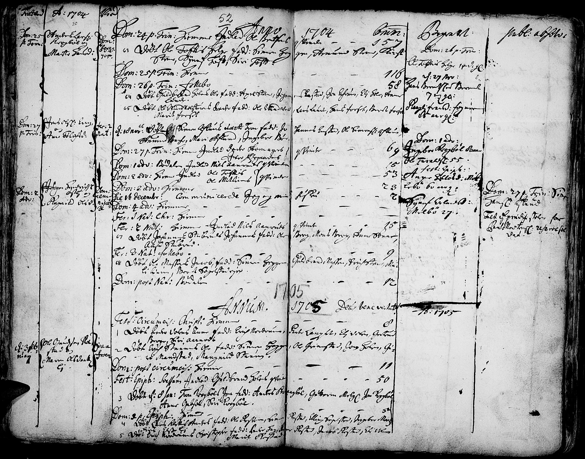 Gausdal prestekontor, SAH/PREST-090/H/Ha/Haa/L0001: Parish register (official) no. 1, 1693-1728, p. 52