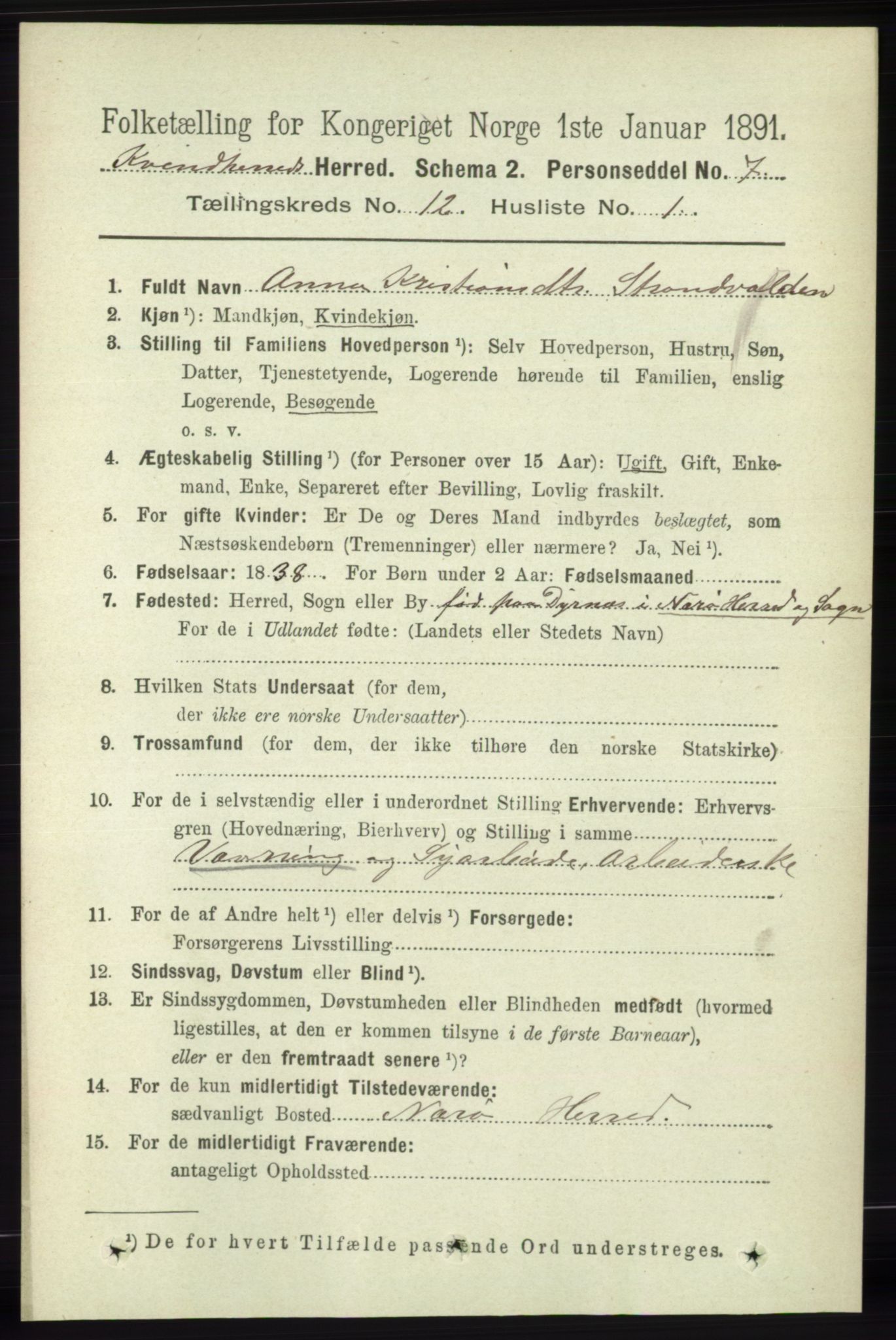 RA, 1891 census for 1224 Kvinnherad, 1891, p. 3971