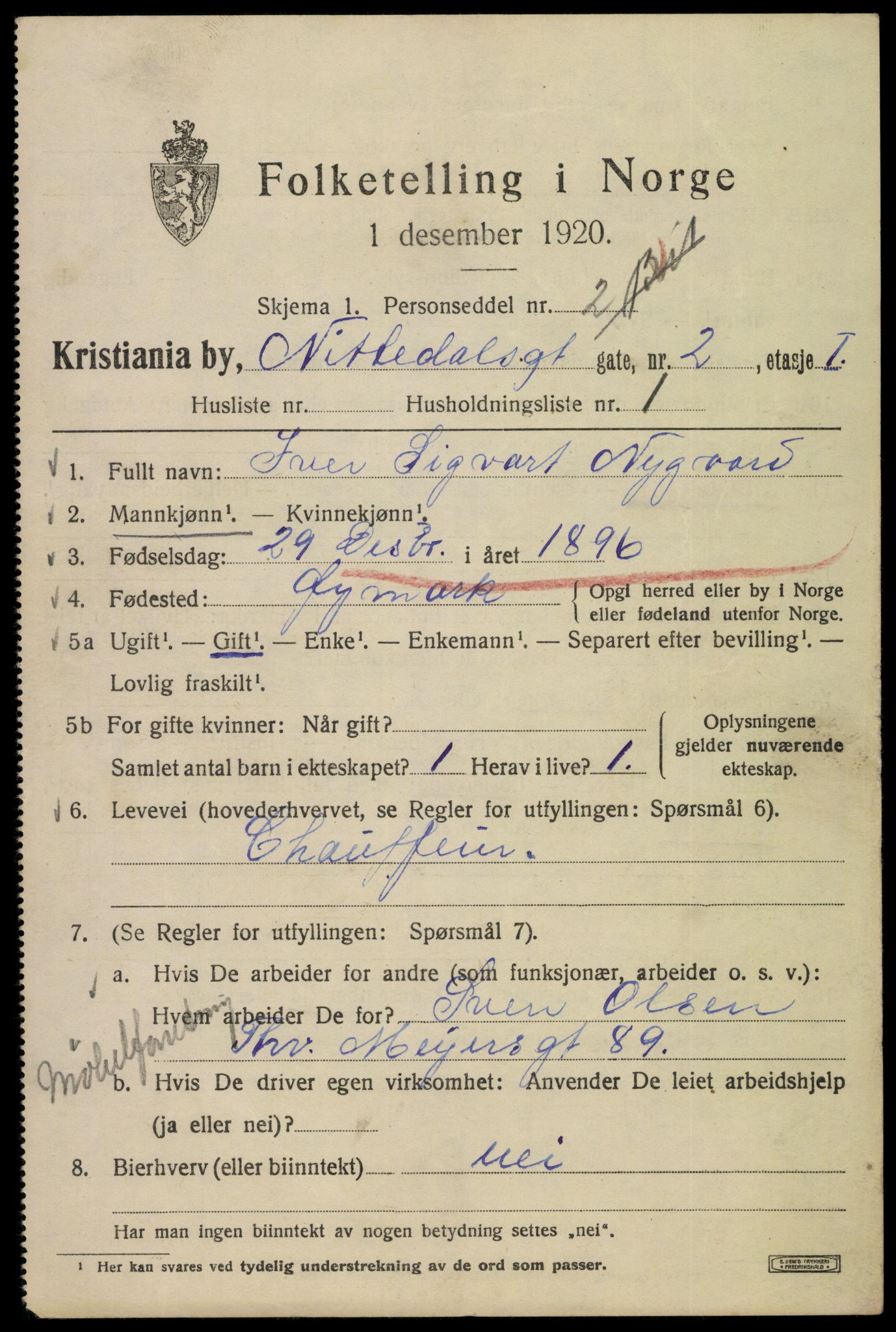 SAO, 1920 census for Kristiania, 1920, p. 417389