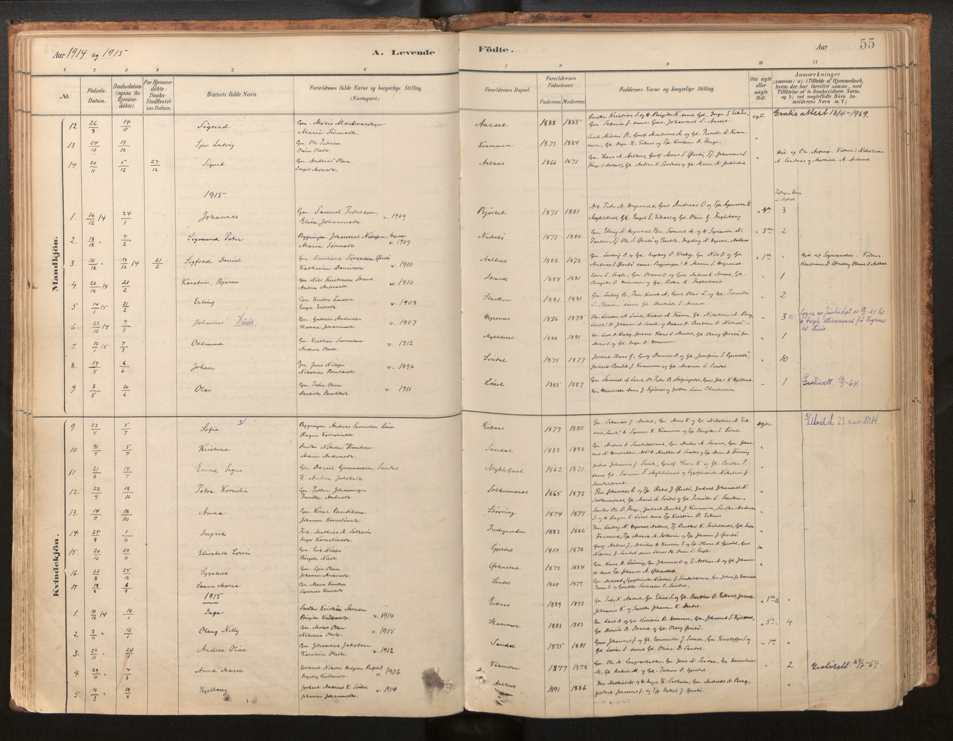 Jølster sokneprestembete, AV/SAB-A-80701/H/Haa/Haab/L0001: Parish register (official) no. B 1, 1882-1930, p. 55