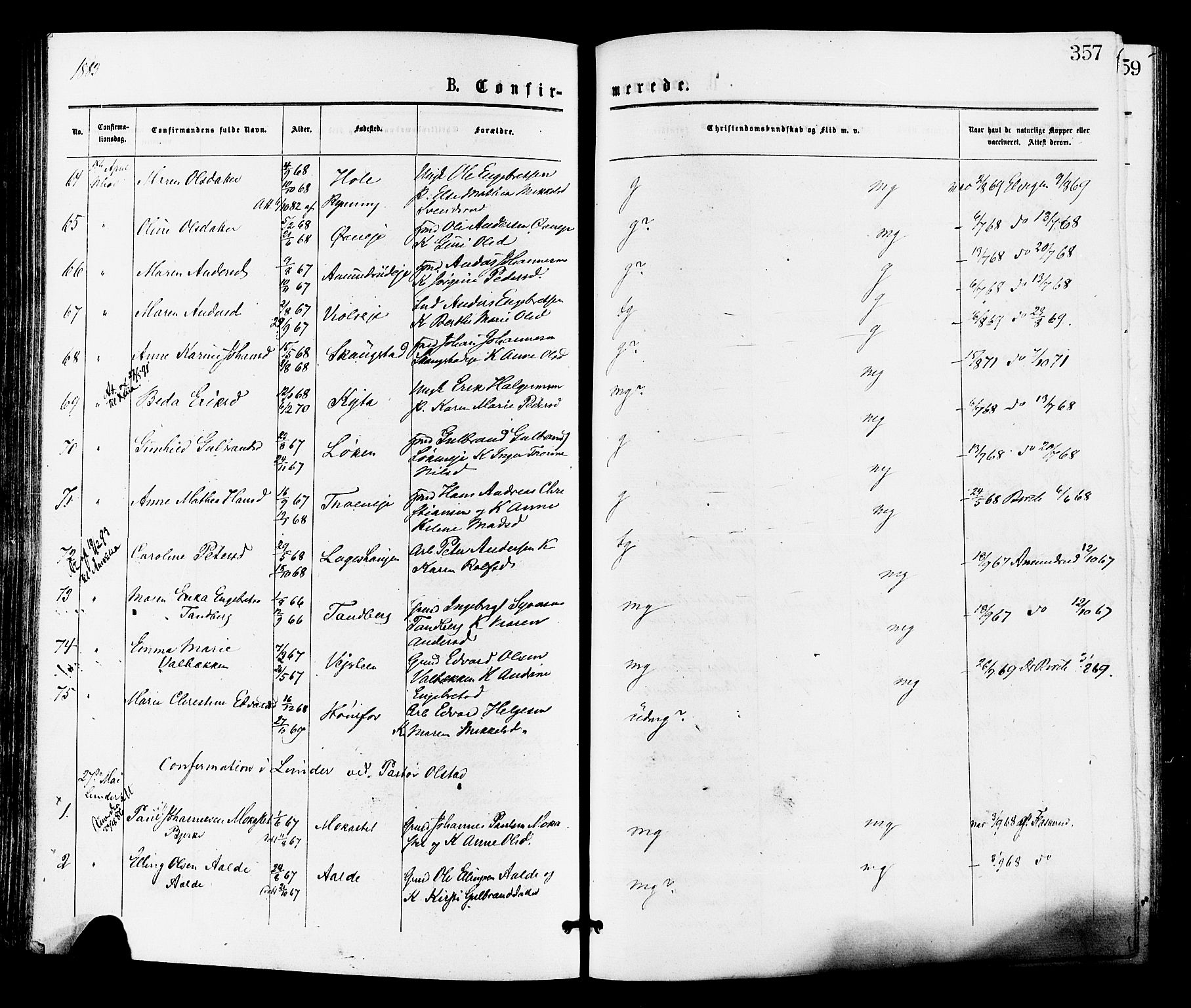 Norderhov kirkebøker, AV/SAKO-A-237/F/Fa/L0015: Parish register (official) no. 15, 1875-1884, p. 357