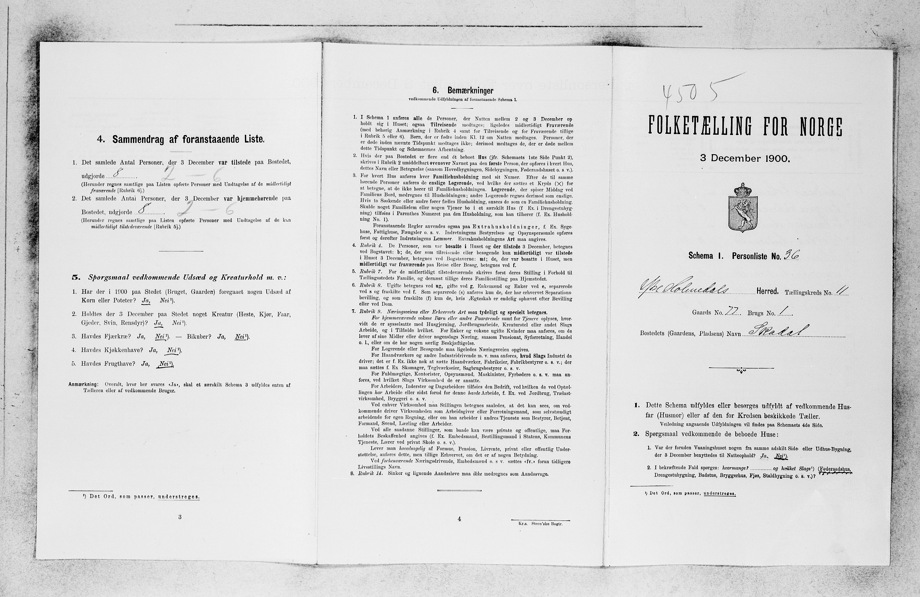 SAB, 1900 census for Ytre Holmedal, 1900, p. 889