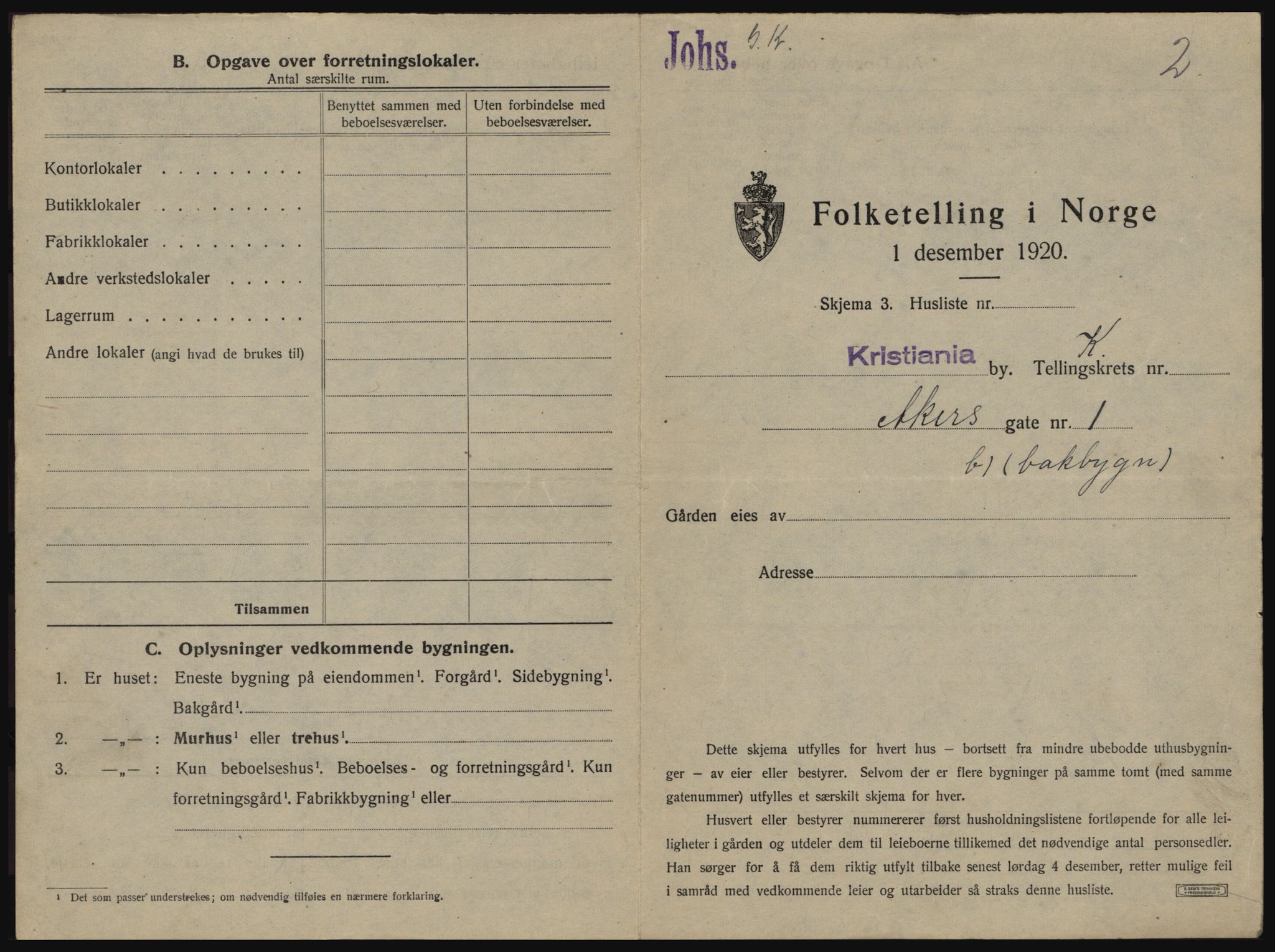 SAO, 1920 census for Kristiania, 1920, p. 364